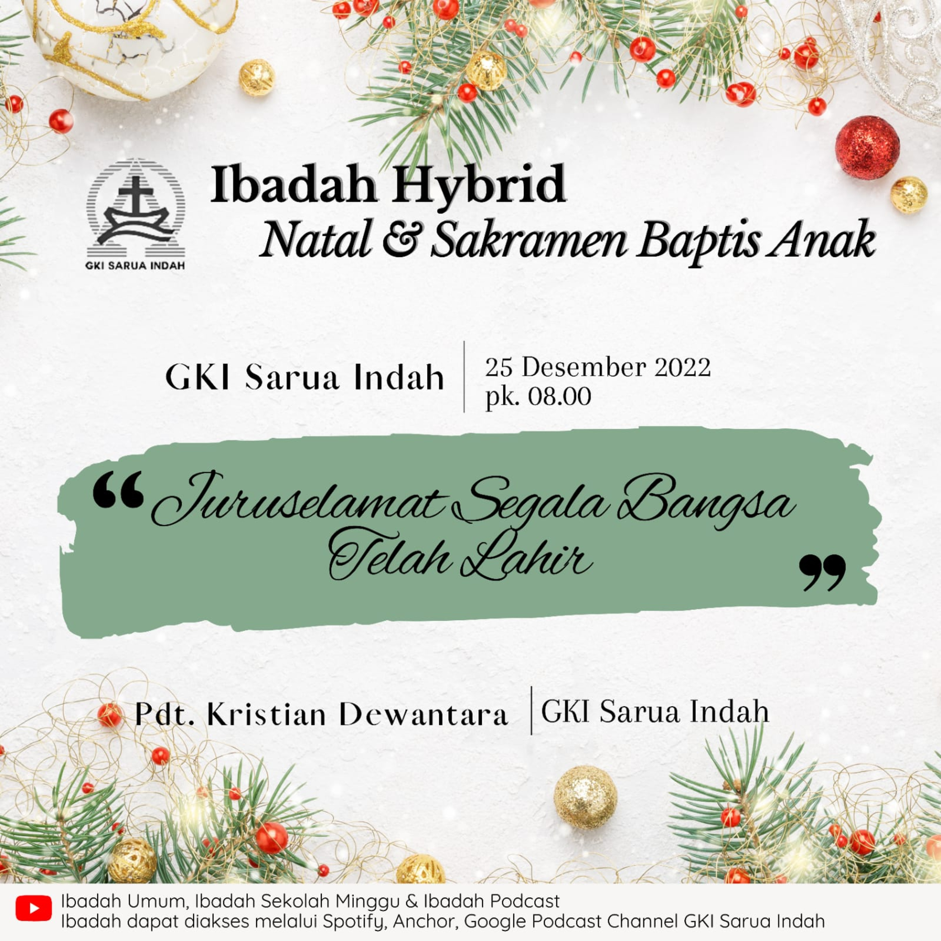 Ibadah Natal & Pelayanan Baptis Anak, Minggu 25 Desember 2022 episode artwork