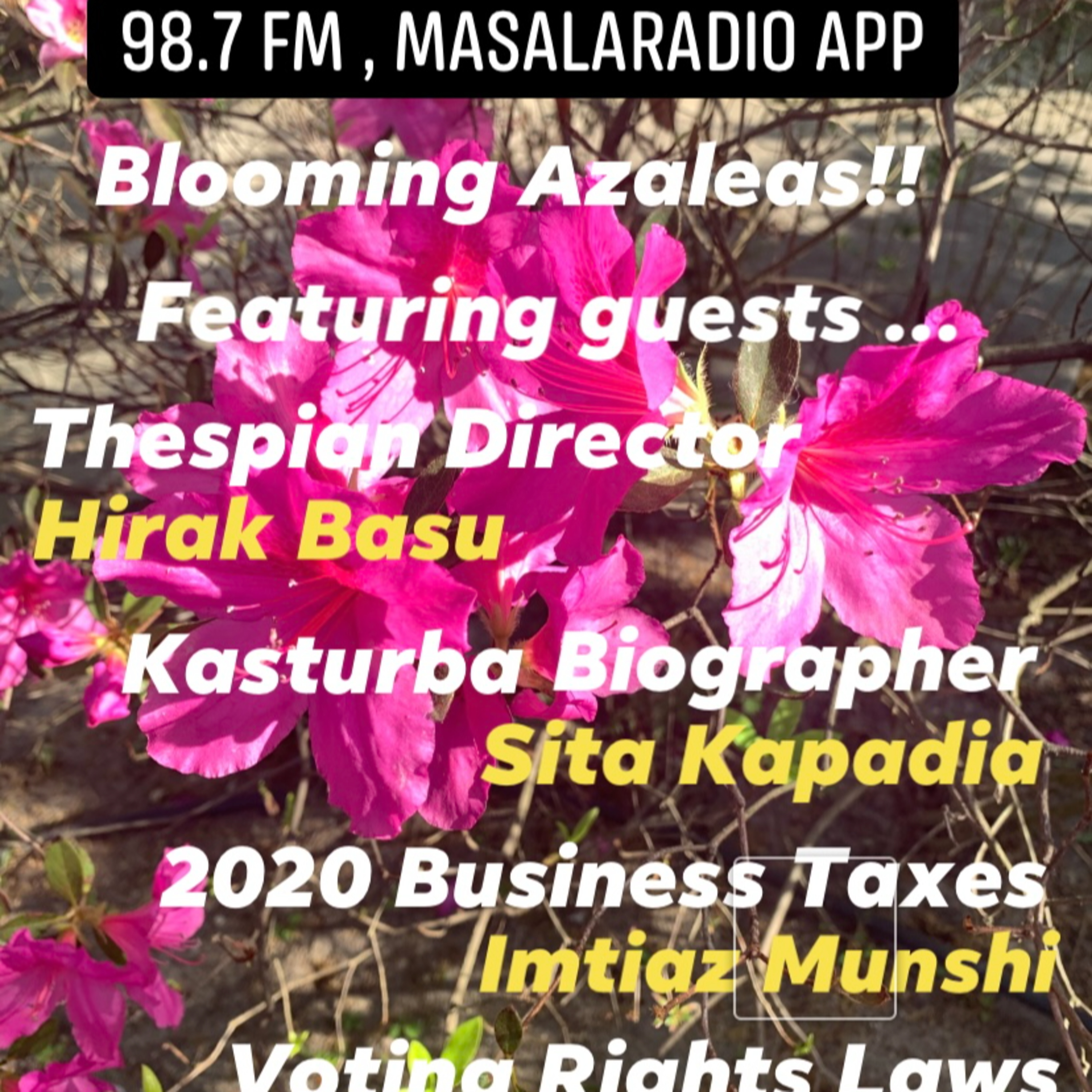 IANR 2113 032721 Thespian & Director Hirak Basu; Kasturba Gandhi Biographer Sita Kapadia; IRS Tax Changes CPA Imtiaz Munshi; Voting Rights Rishi Oberoi episode artwork