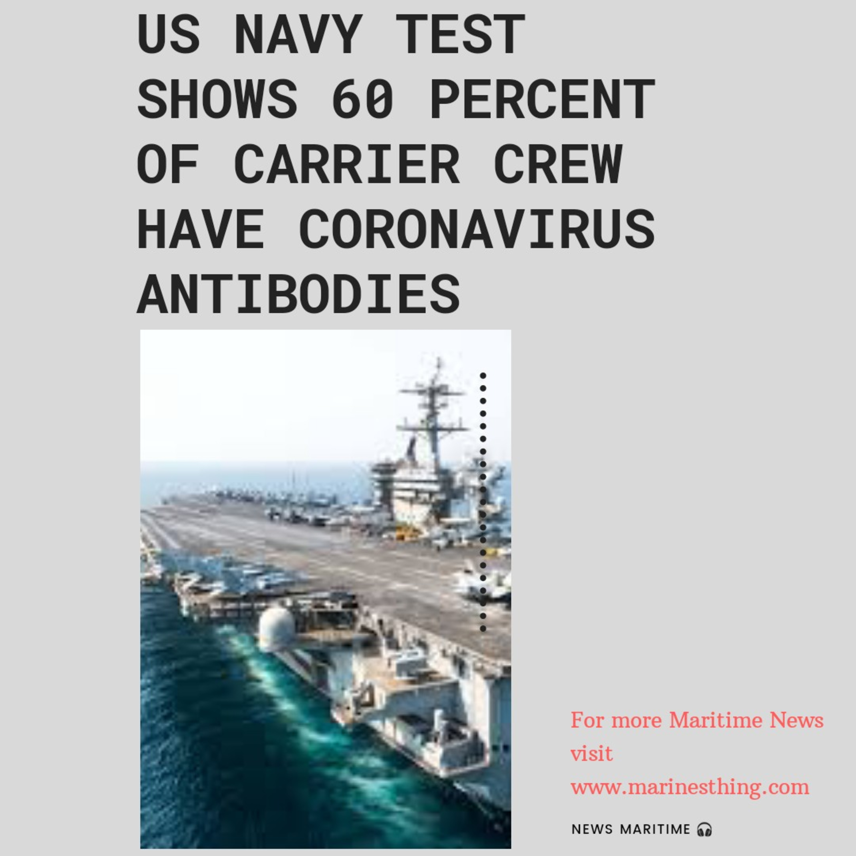 US Navy Test Shows 60 Percent of Carrier Crew have Coronavirus Antibodies

 episode artwork