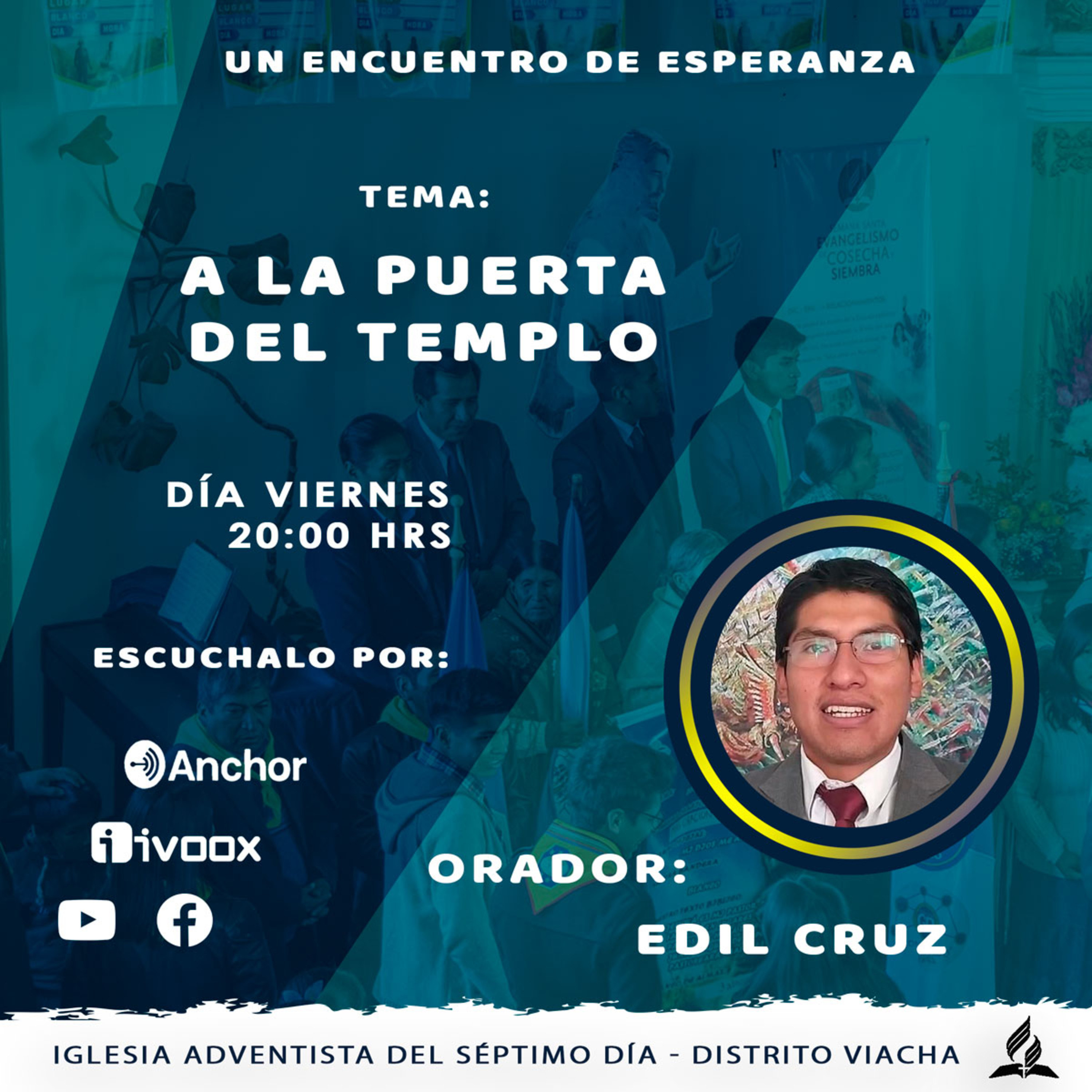 El titulo del tema es Al la puerta del templo orador Edil Cruz