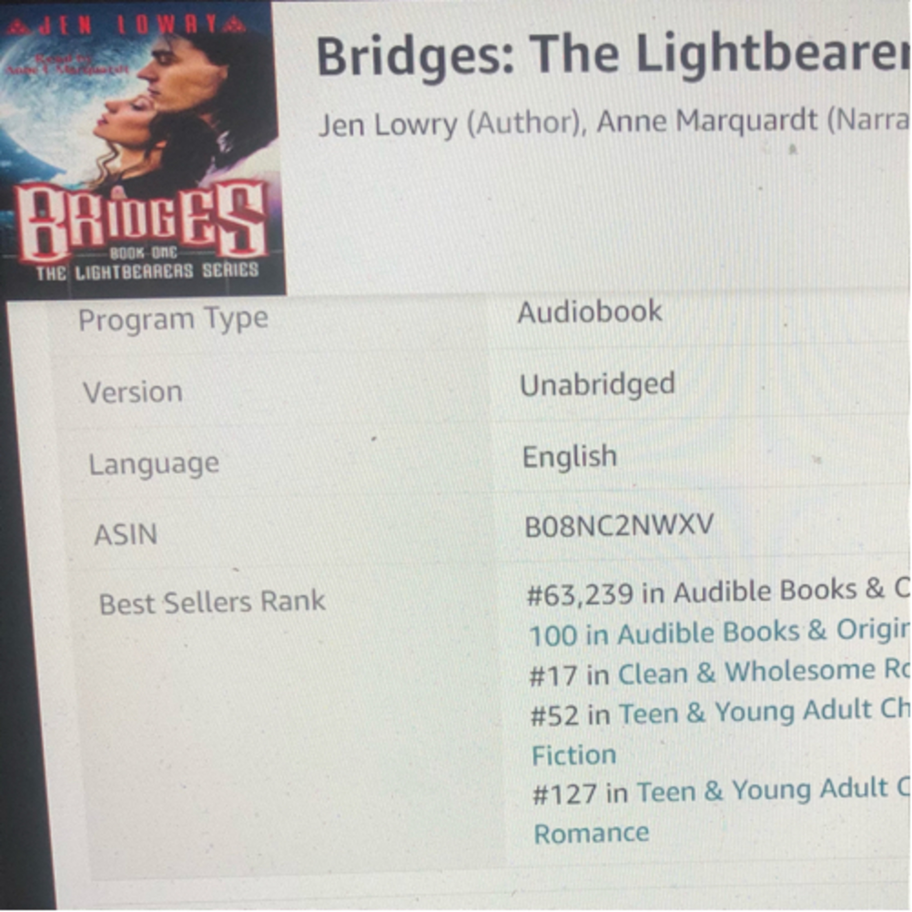 Bridges - Book One of The Lightbearers Series is now a bestseller on Audible - Thanks to you!!!  episode artwork