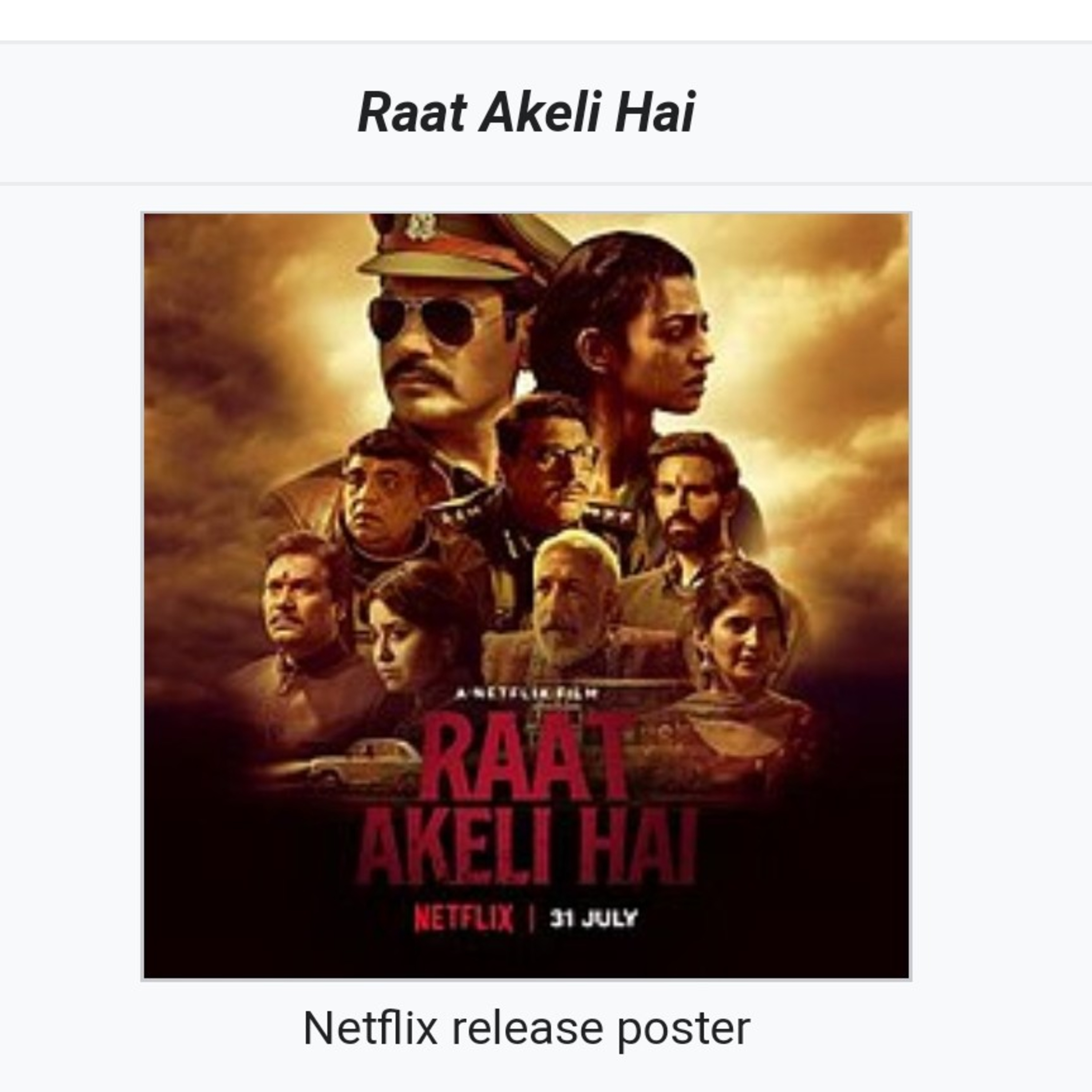 Raat Akeli hai review episode artwork