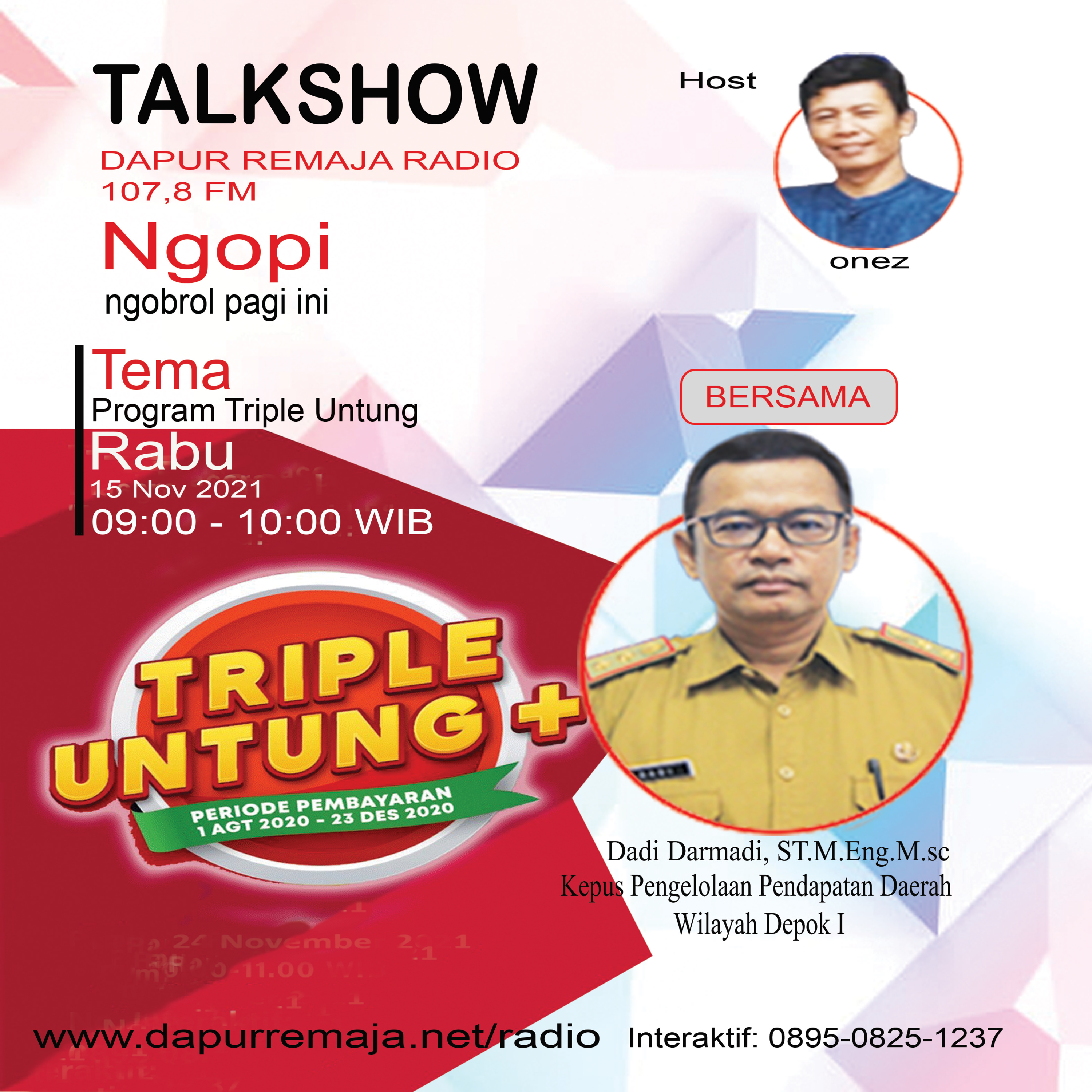 Talkshow Program Triple Untung, Bersama Dadi Darmadi Kapus Pengelolaan Pendapatan Daerah Wilayah Depok I episode artwork