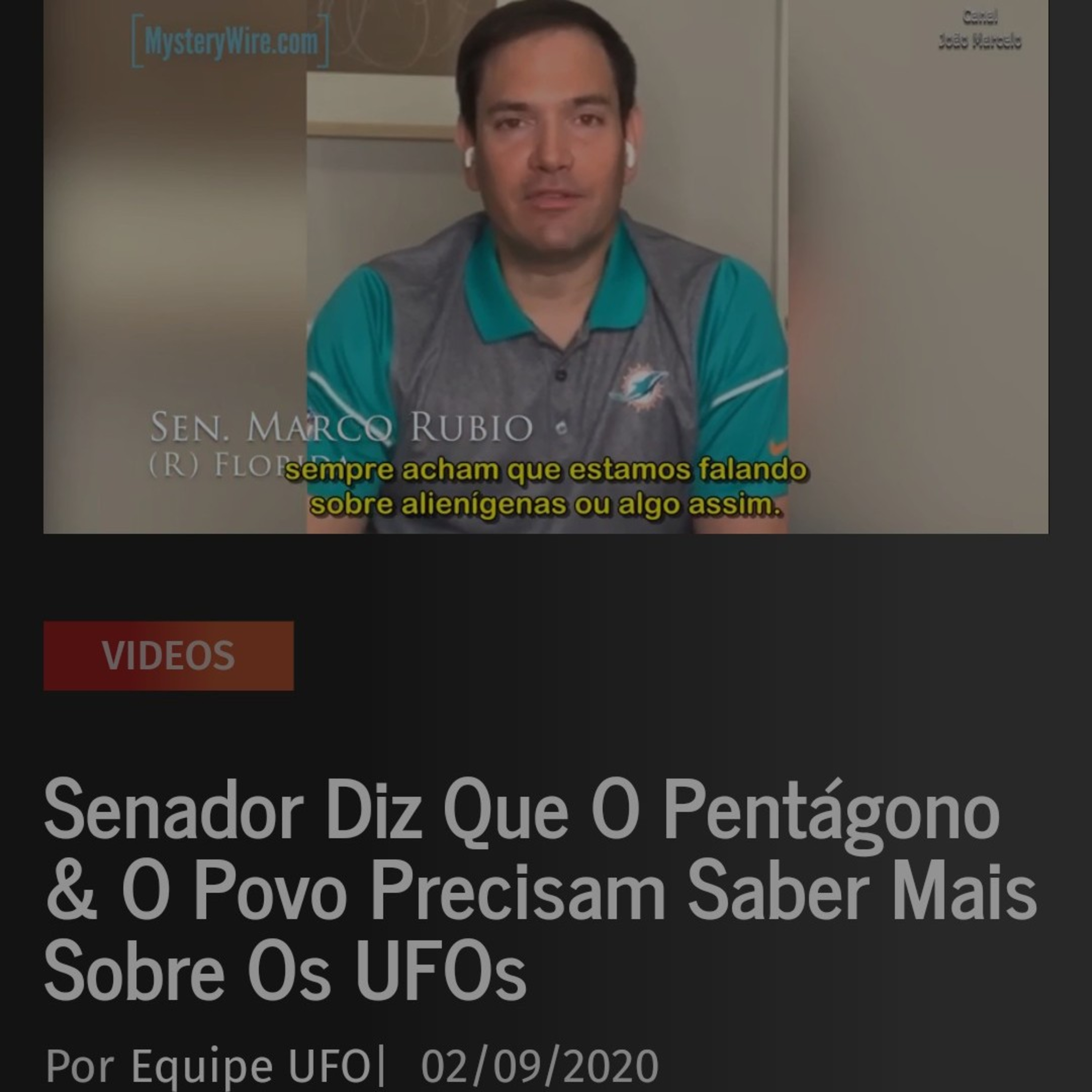 O Povo precisa saber mais sobre os Ovnis, diz senador dos EUA. Revista UFO. 🛸💫✨ episode artwork