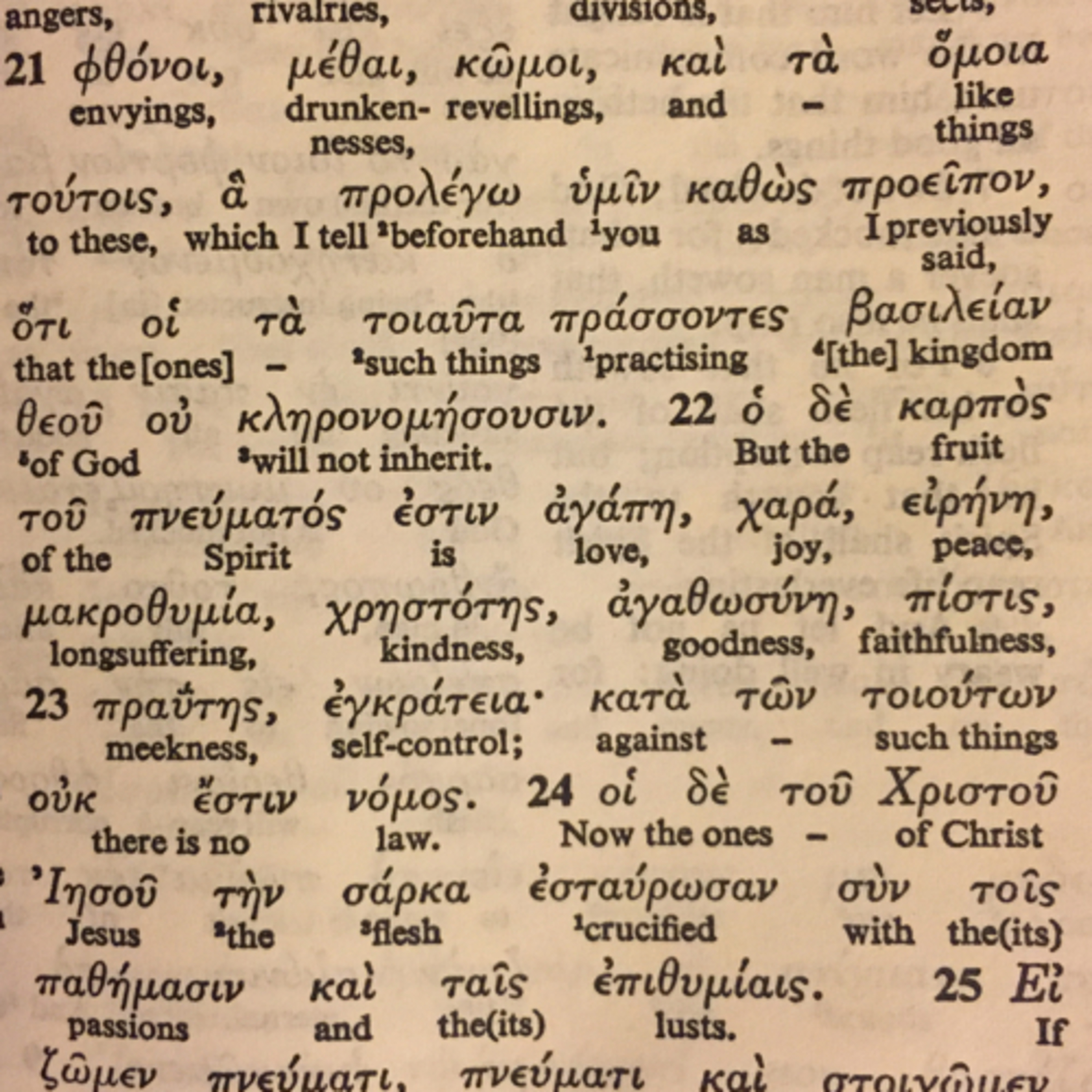G-17. Galatians 5:22. Greek /English