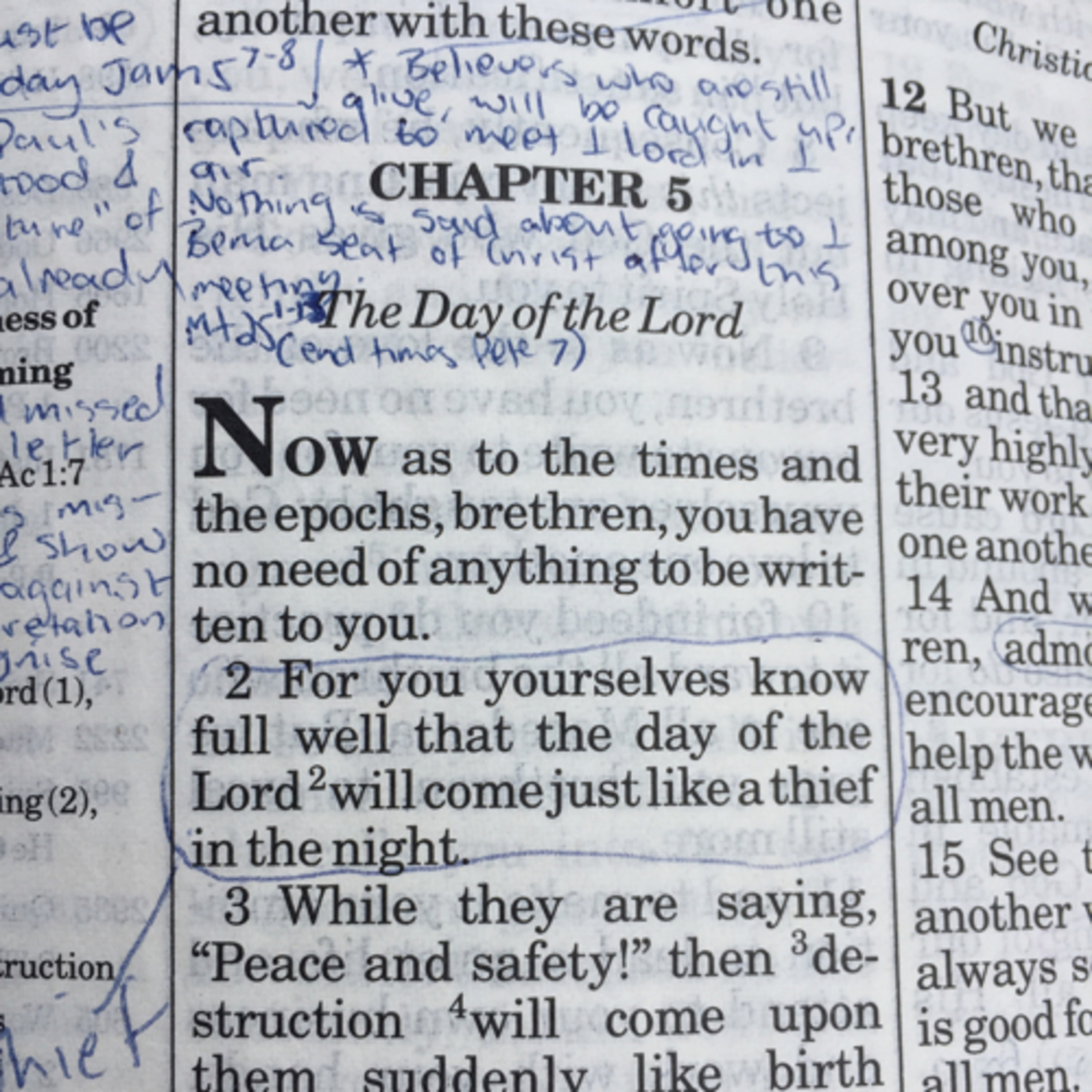 G-24. 1 Thessalonians 5. Whole chapter Nasb
