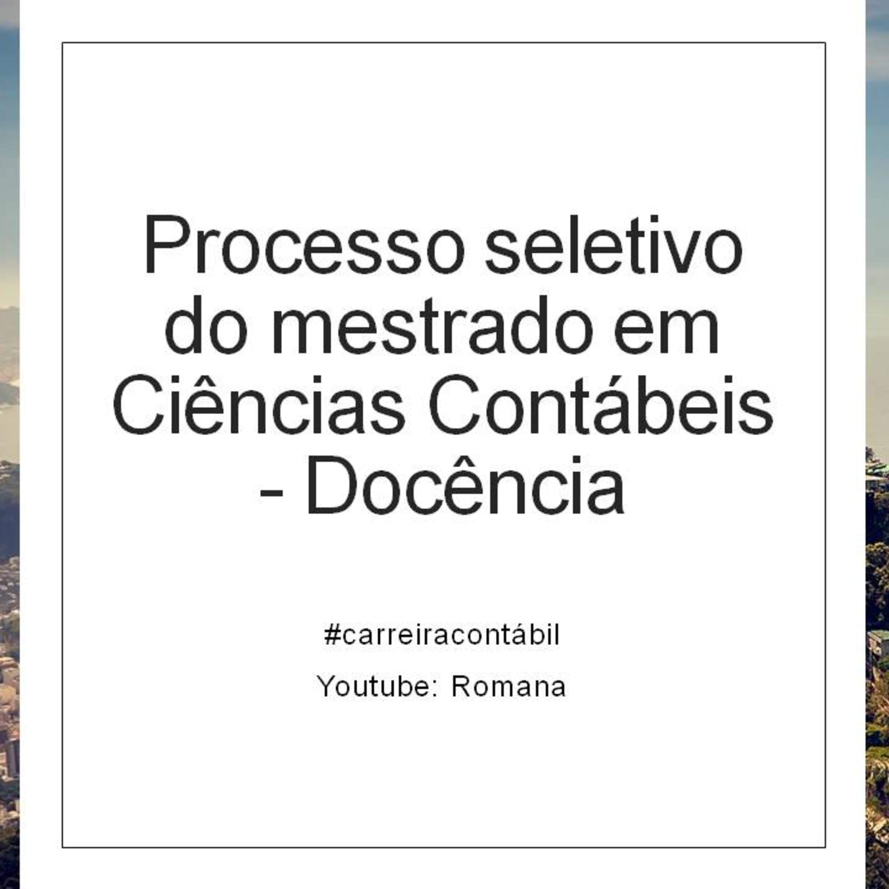 #carreira contábil: Processo seletivo do mestrado em Ciências Contábeis - Docência