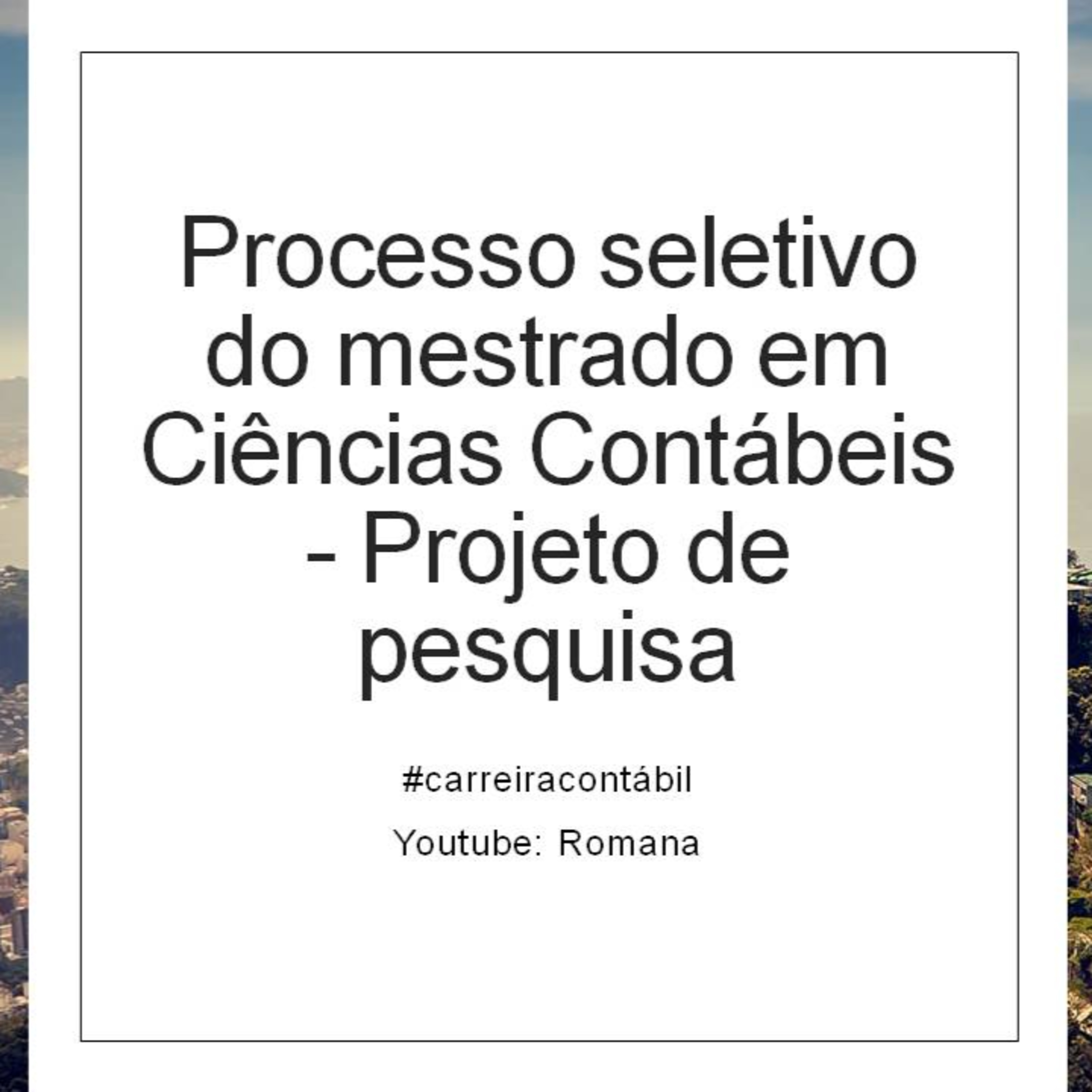 #carreira contábil: Processo seletivo do mestrado em Ciências Contábeis - Projeto de pesquisa