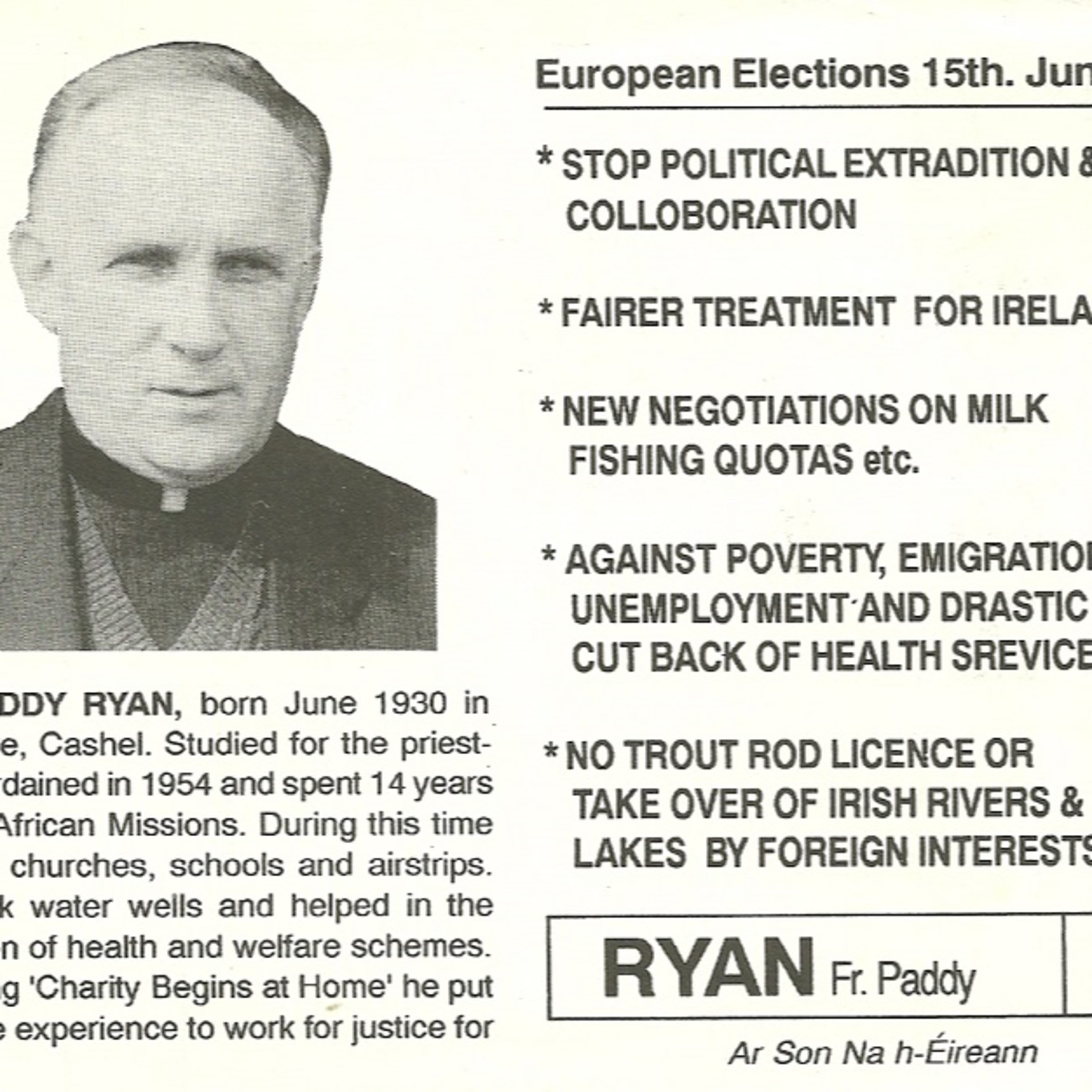 Father Paddy Ryan Campaign in the 1989 European Elections -Episode 19 episode artwork
