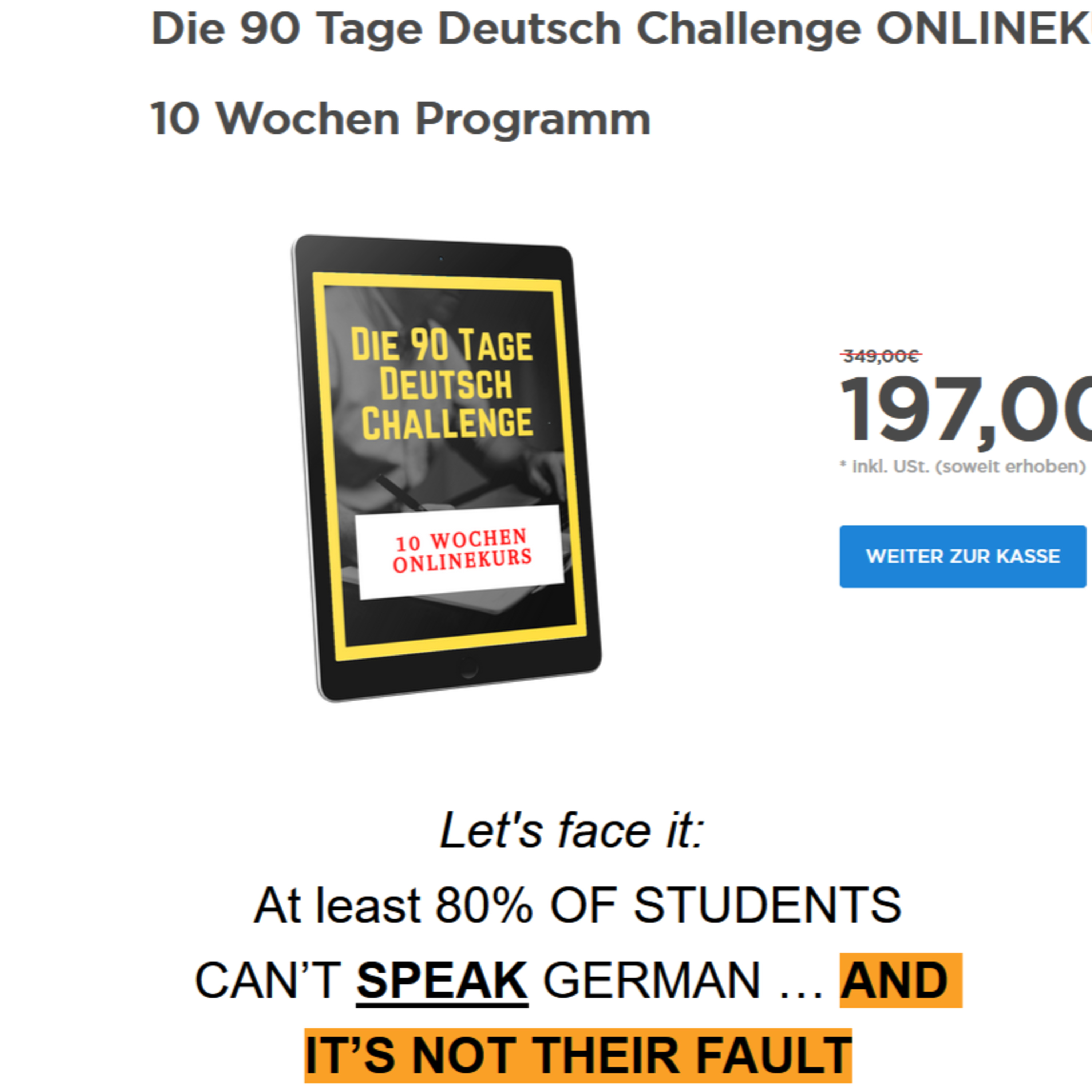 What is the "Die 90 Tage Deutsch Challenge - 10 Wochen Onlinekurs" all about? LINK in description episode artwork