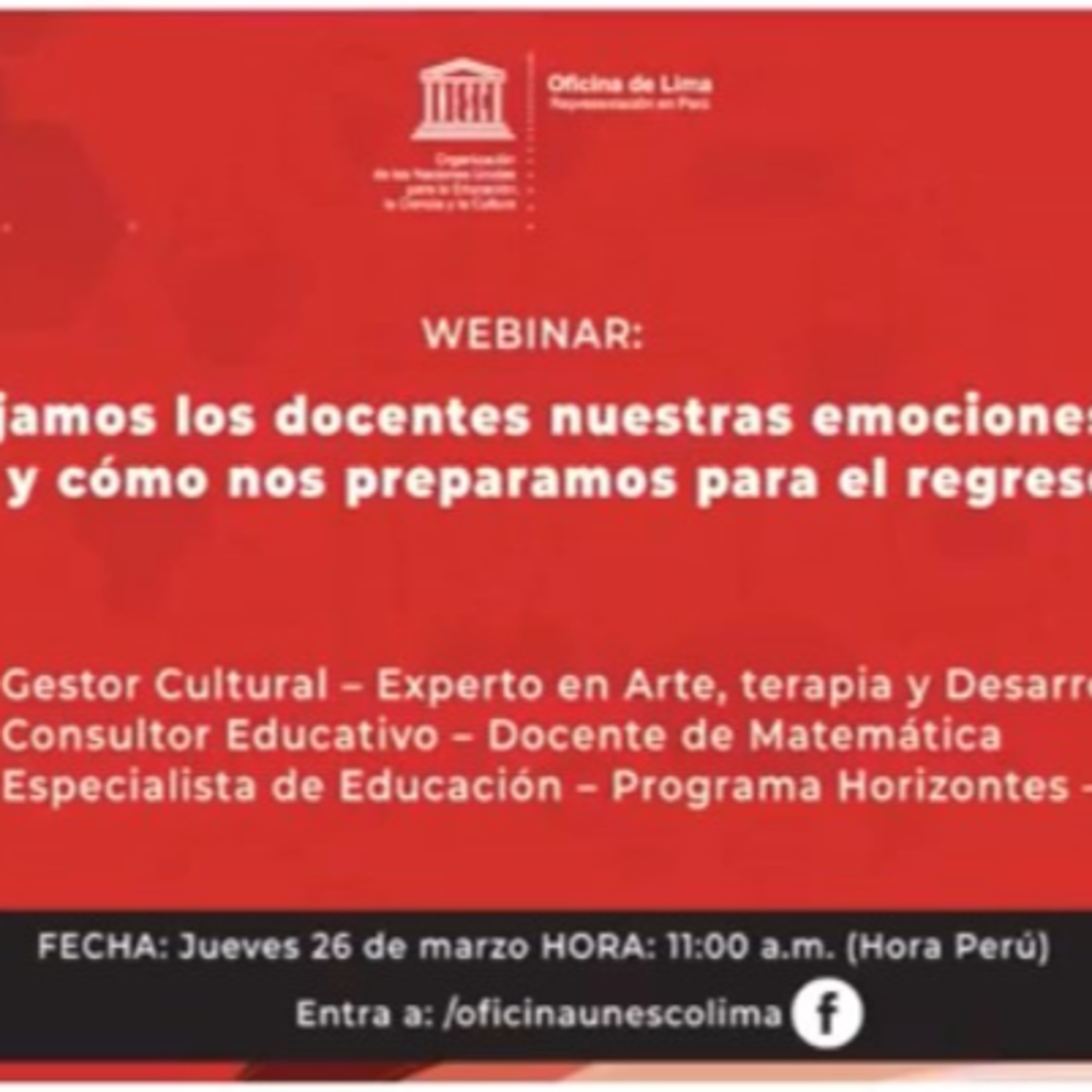 Webinar 1: ¿Cómo trabajamos los docentes nuestras emociones frente a la cuarentena y cómo nos preparamos para el regreso a clases? episode artwork