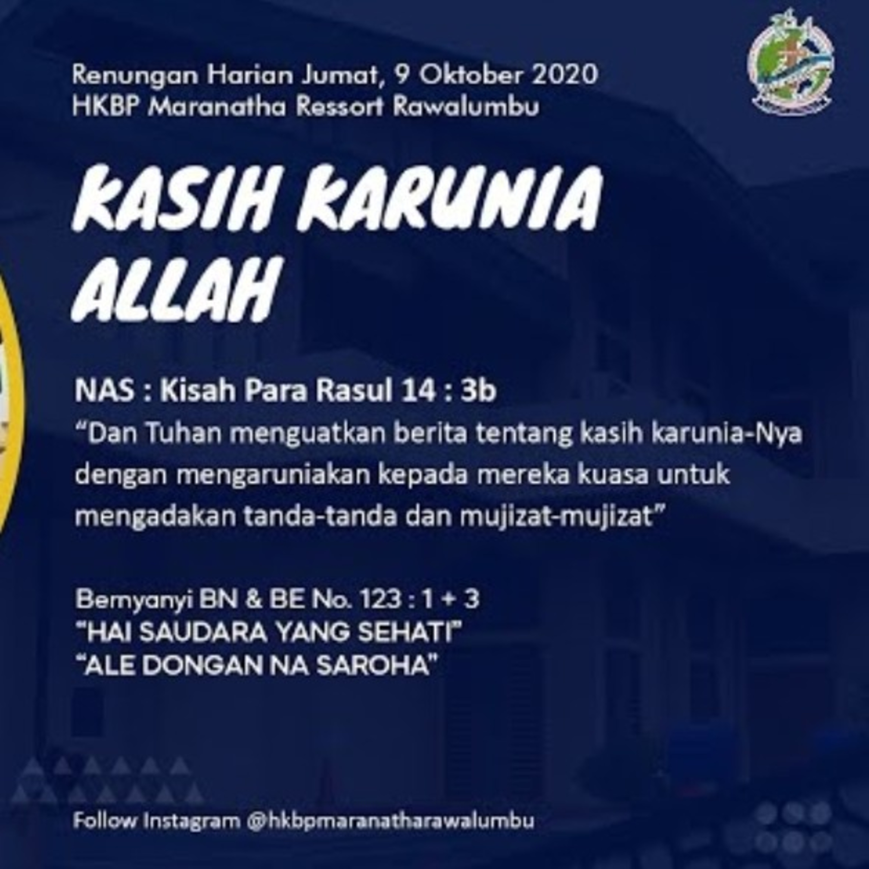 Renungan Harian Jum'at, 09 Oktober 2020 "KASIH KARUNIA ALLAH" episode artwork