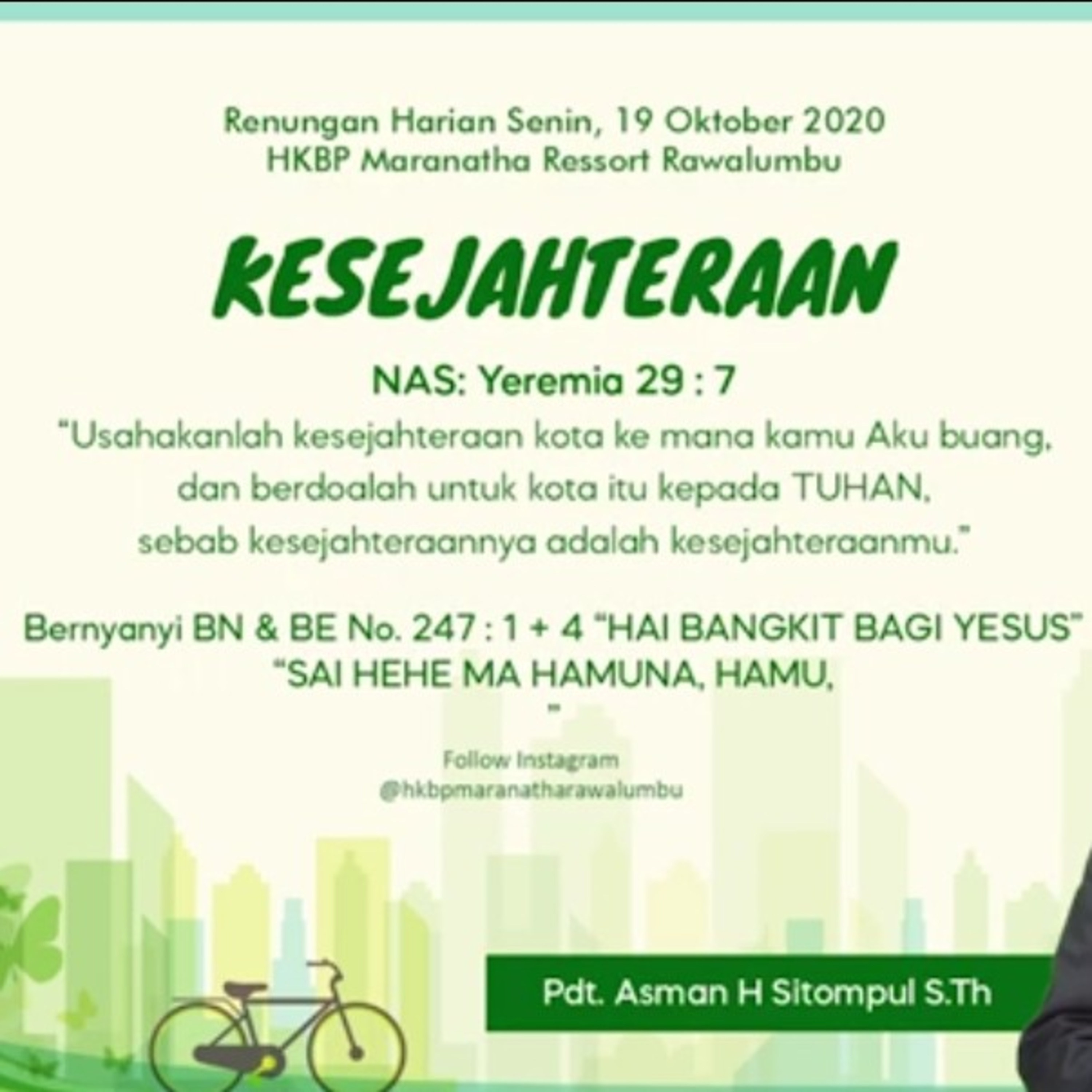 Renungan Harian Senin, 19 Oktober 2020 "KESEJAHTERAAN" episode artwork