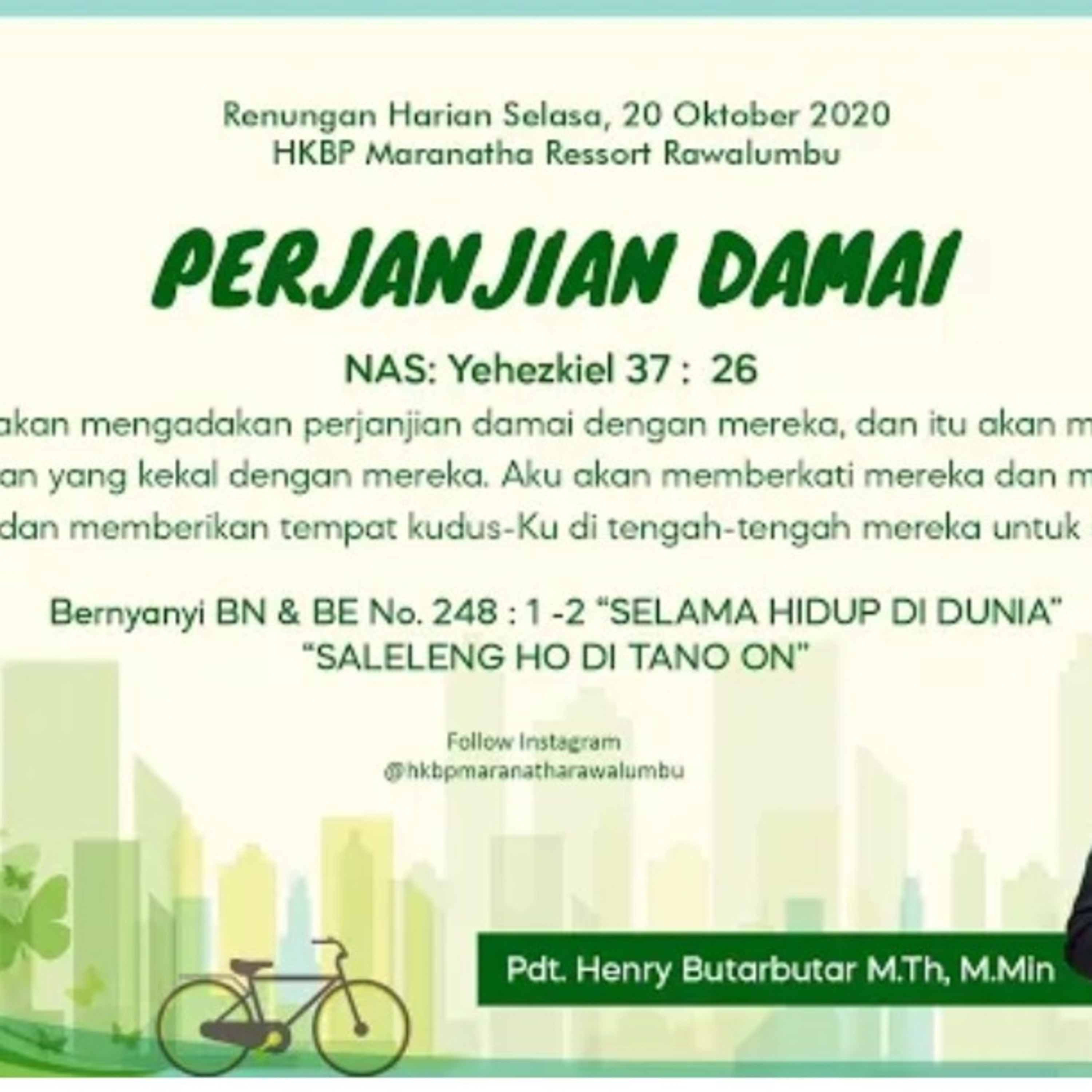 Renungan Harian Selasa, 20 Oktober 2020 "PERJANJIAN DAMAI" episode artwork