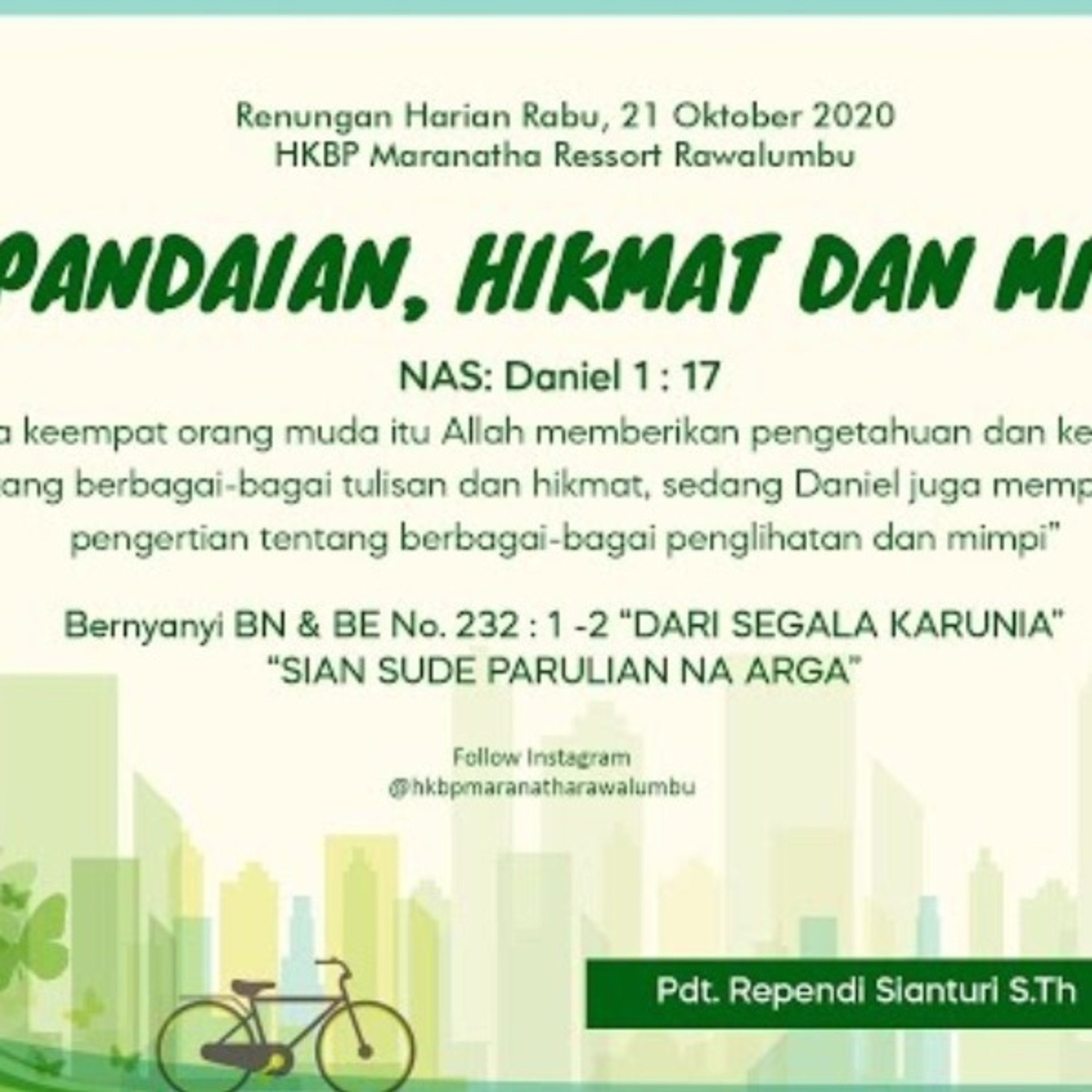 Renungan Harian Rabu, 21 Oktober 2020 "KEPANDAIAN, HIKMAT, DAN MIMPI" episode artwork