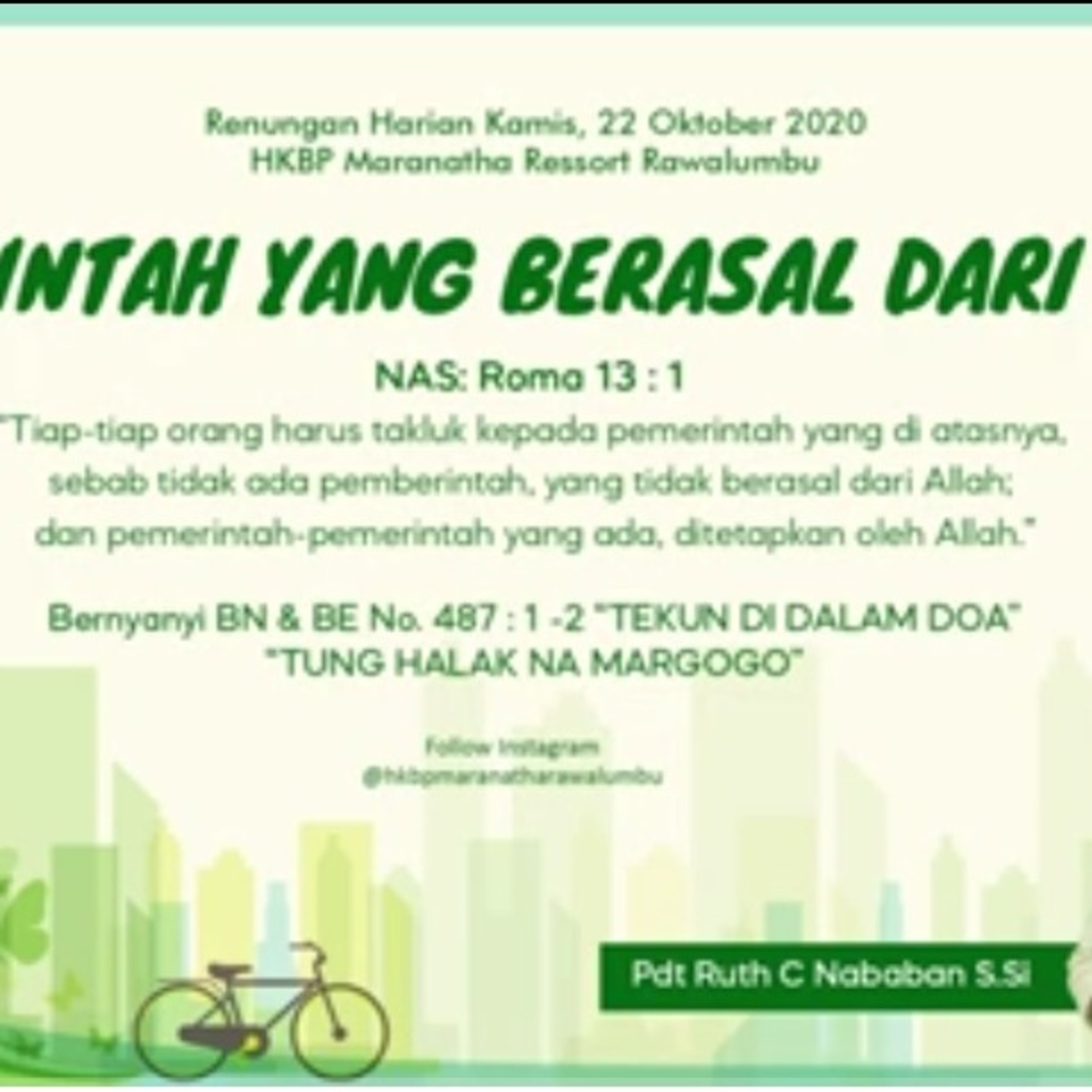 Renungan Harian Kamis, 22 Oktober 2020 "PEMERINTAH YANG BERASAL DARI ALLAH"  episode artwork