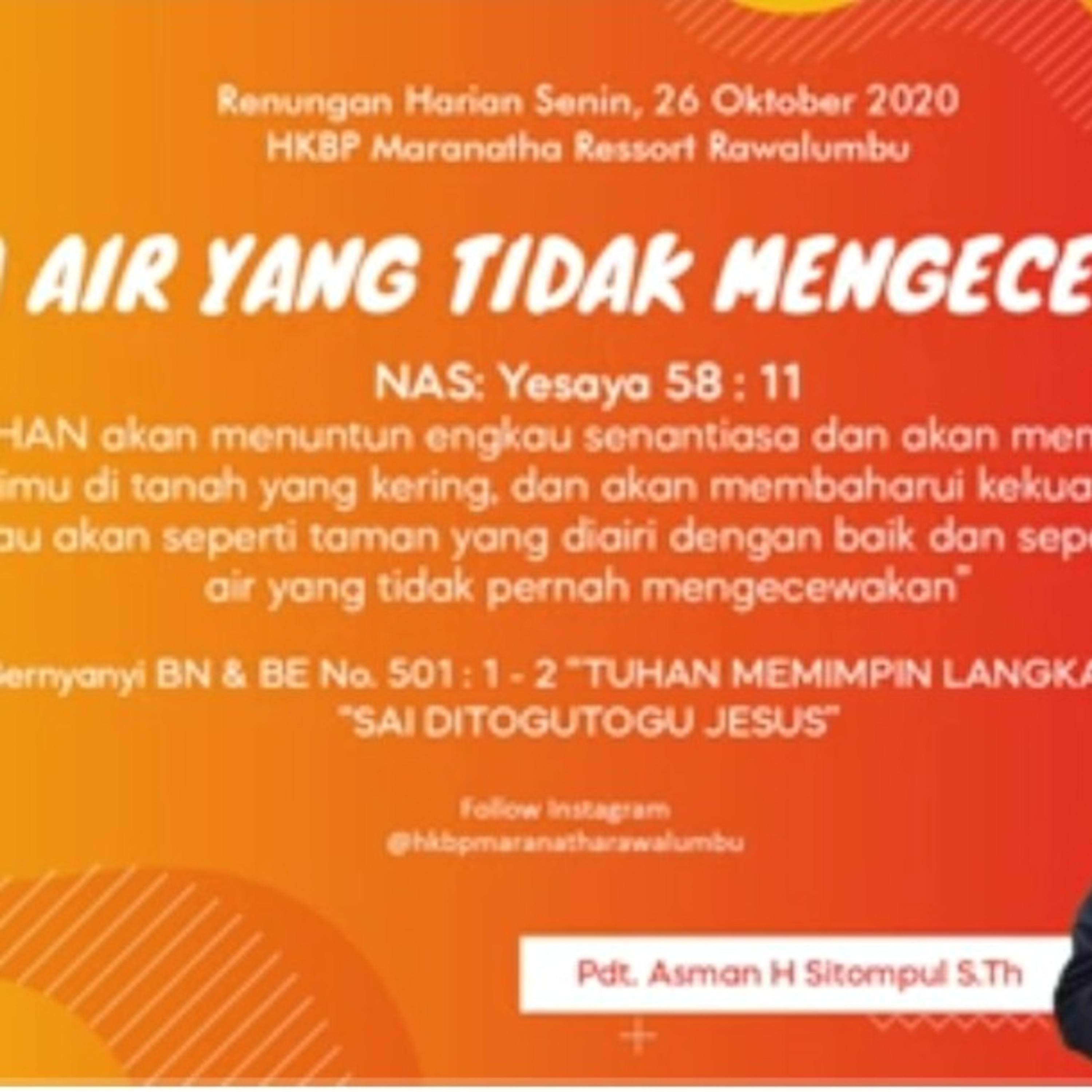 Renungan Harian Senin, 26 Oktober 2020 "MATA AIR YANG TIDAK MENGECEWAKAN" episode artwork