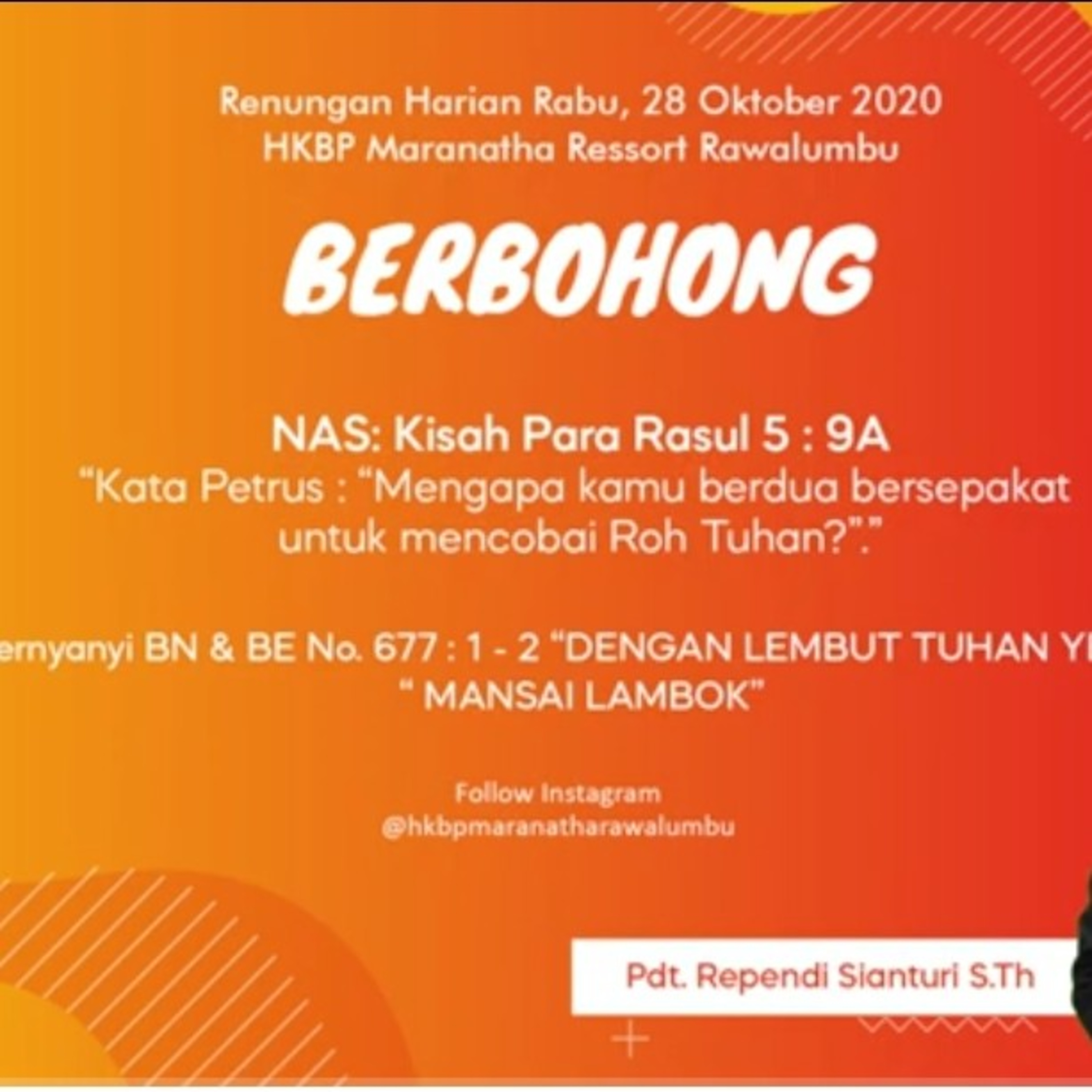 Renungan Harian Rabu, 28 Oktober 2020 "BERBOHONG" episode artwork