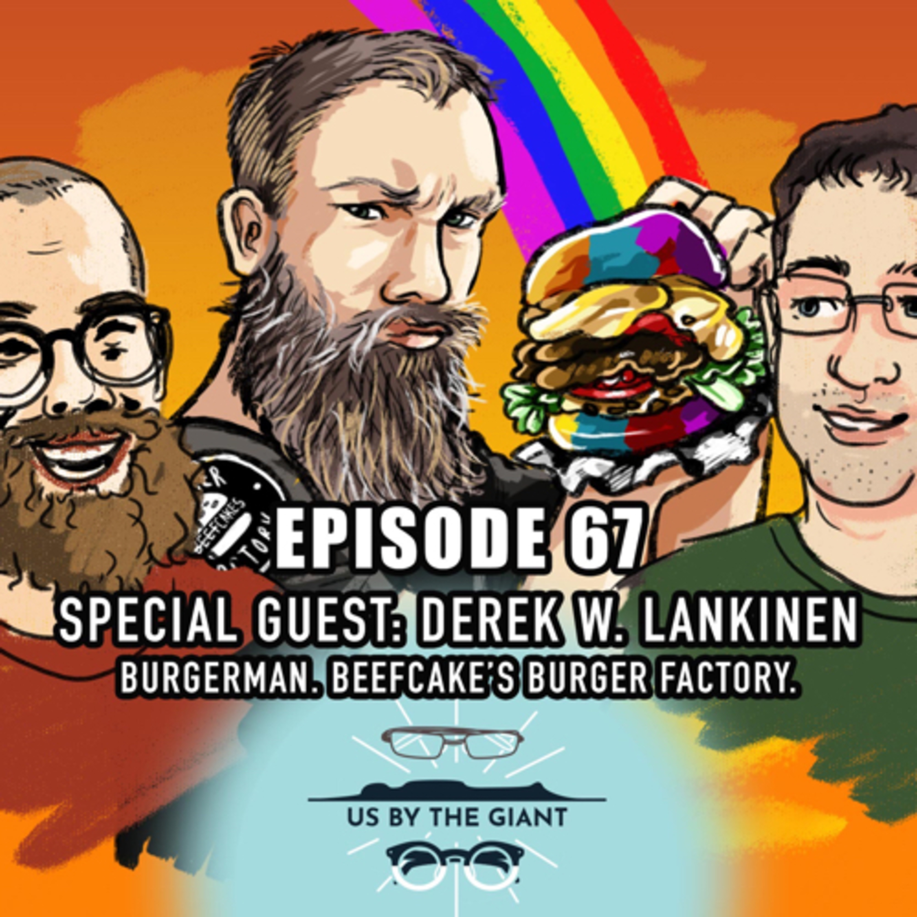 67, Derek W. Lankinen, Burgerman. BEEFCAKE’S BURGER FACTORY,flying snakes,dolphins are fishing, MARS episode artwork