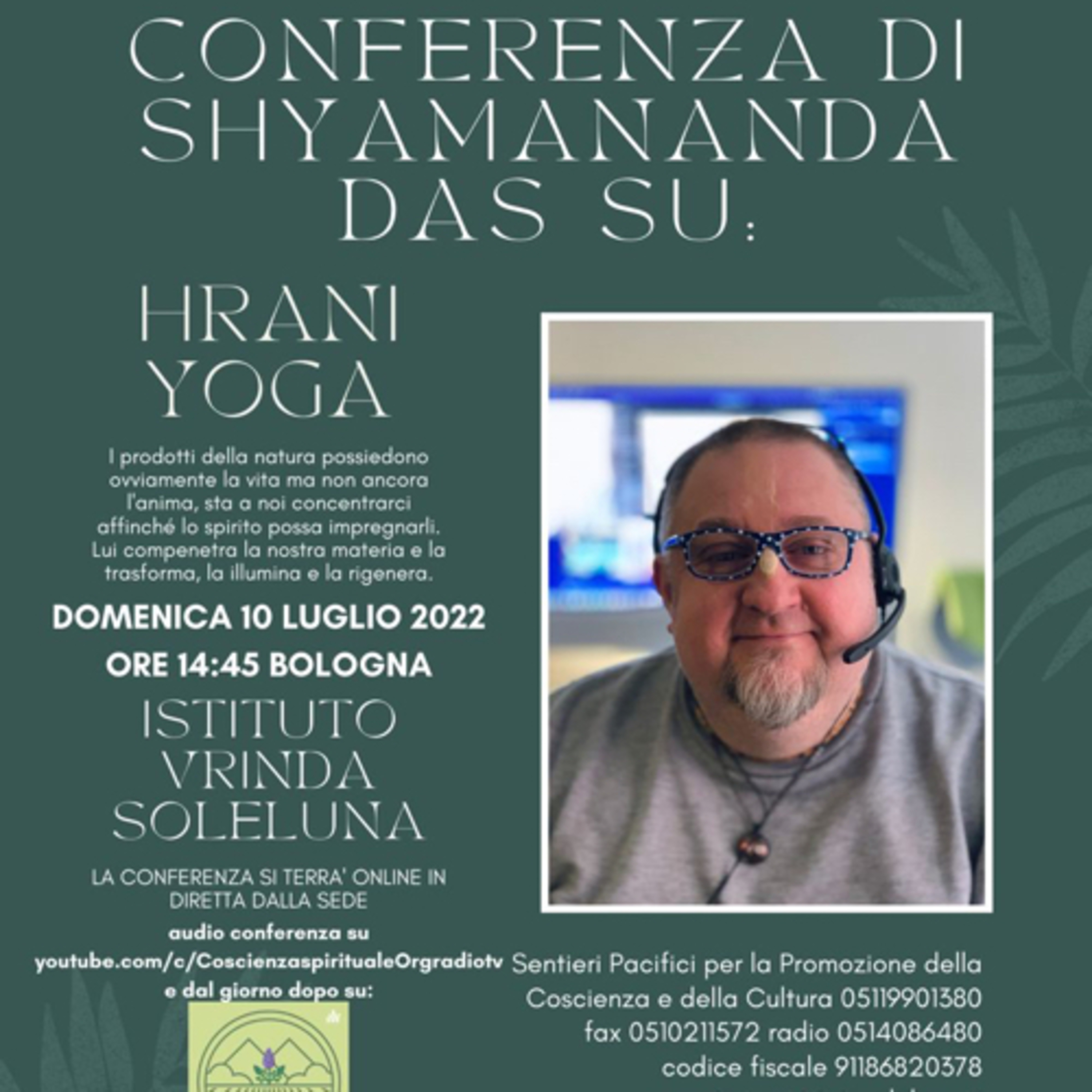 Letture di Shyamananda Das su “HRANI YOGA, lo yoga della nutrizione” e Ricette per una Vita Migliore