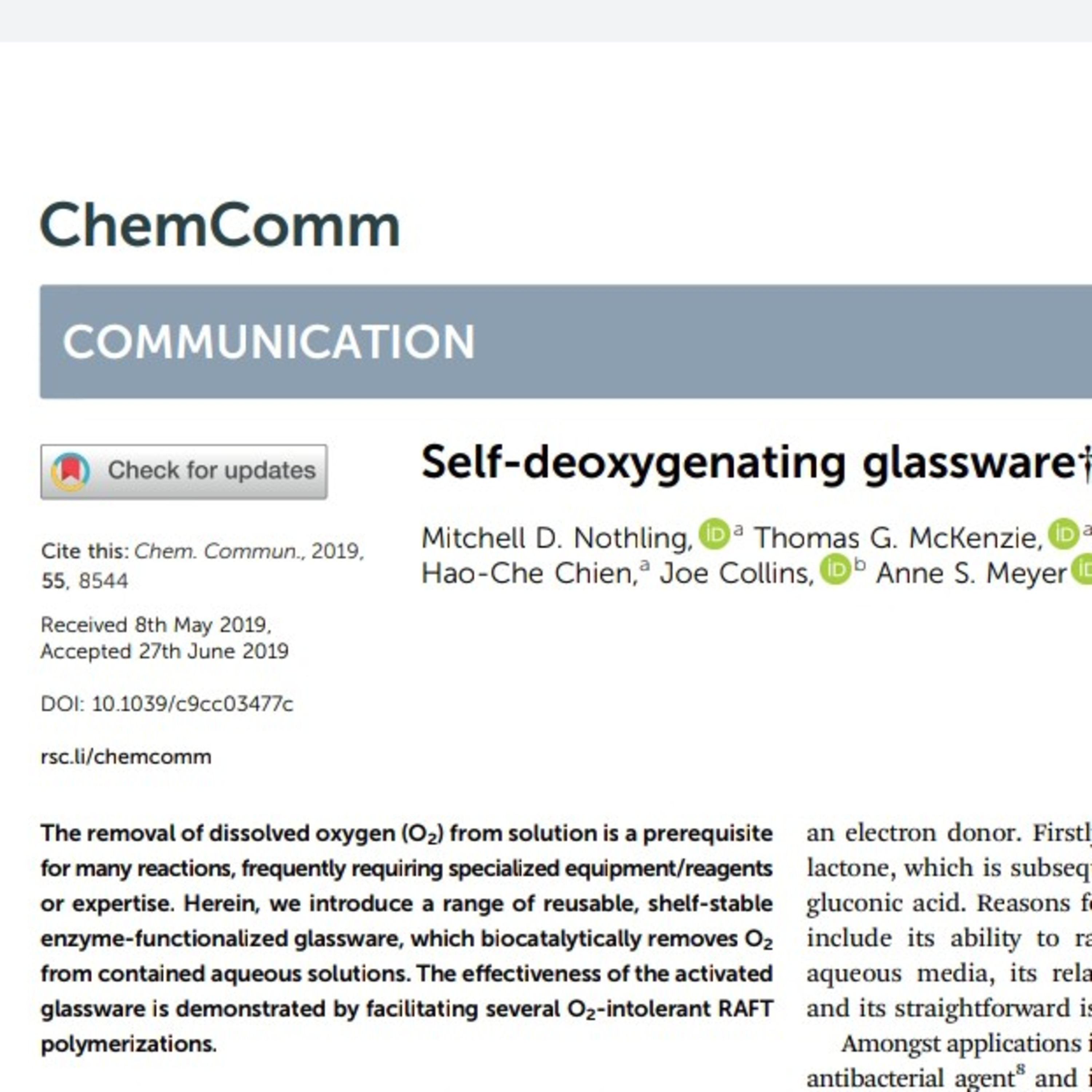 Self Deoxygenating Glassware