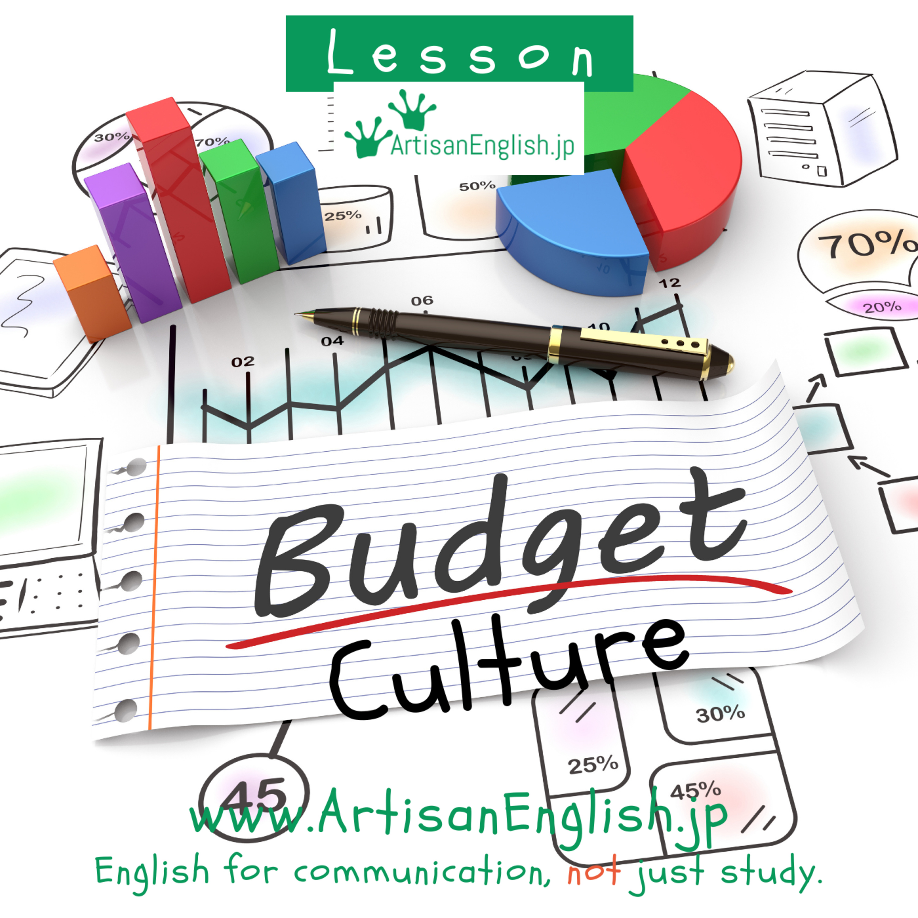 English Conversation Lesson topic: Budget Culture episode artwork