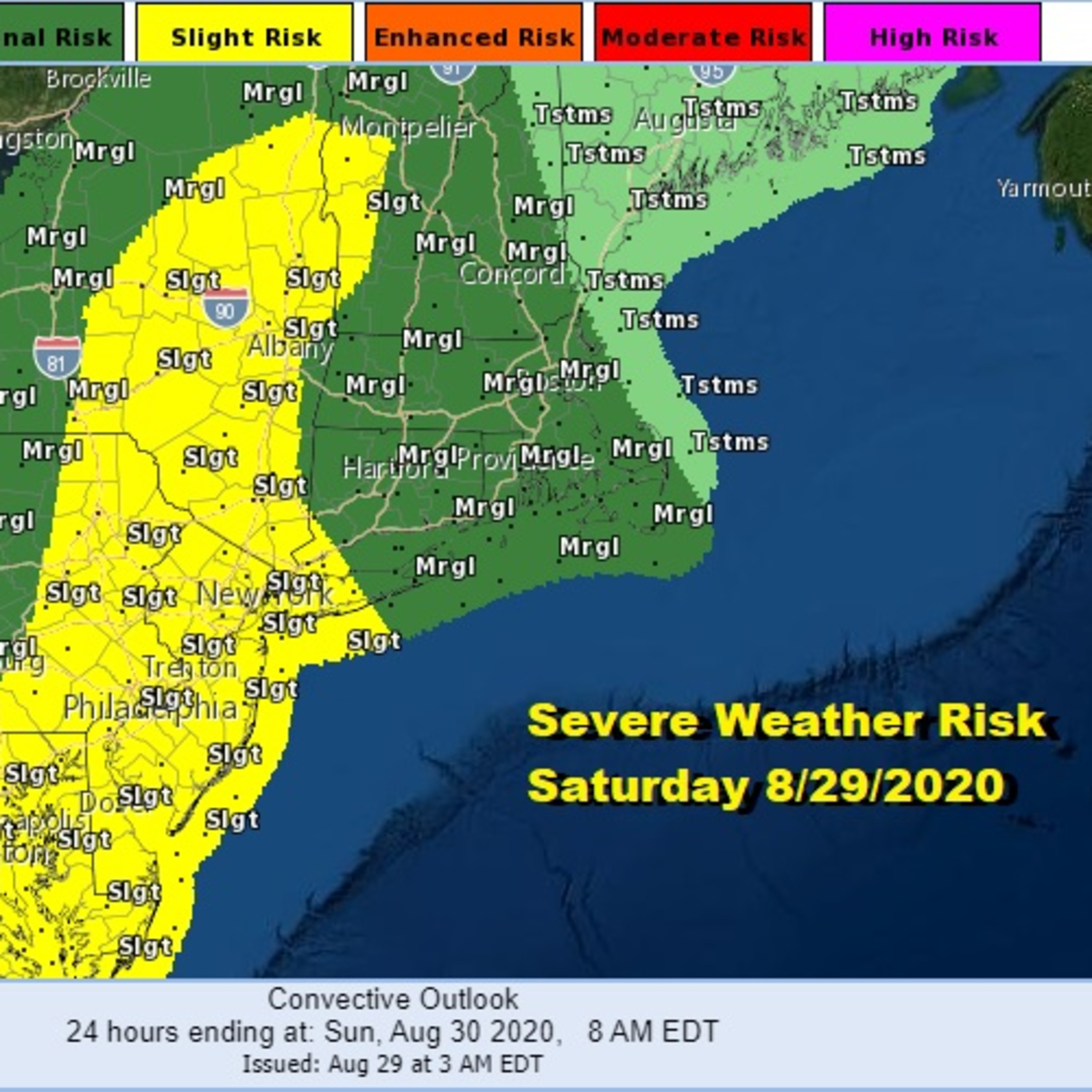 Weather in 5 Severe Weather Risk North Carolina to New England