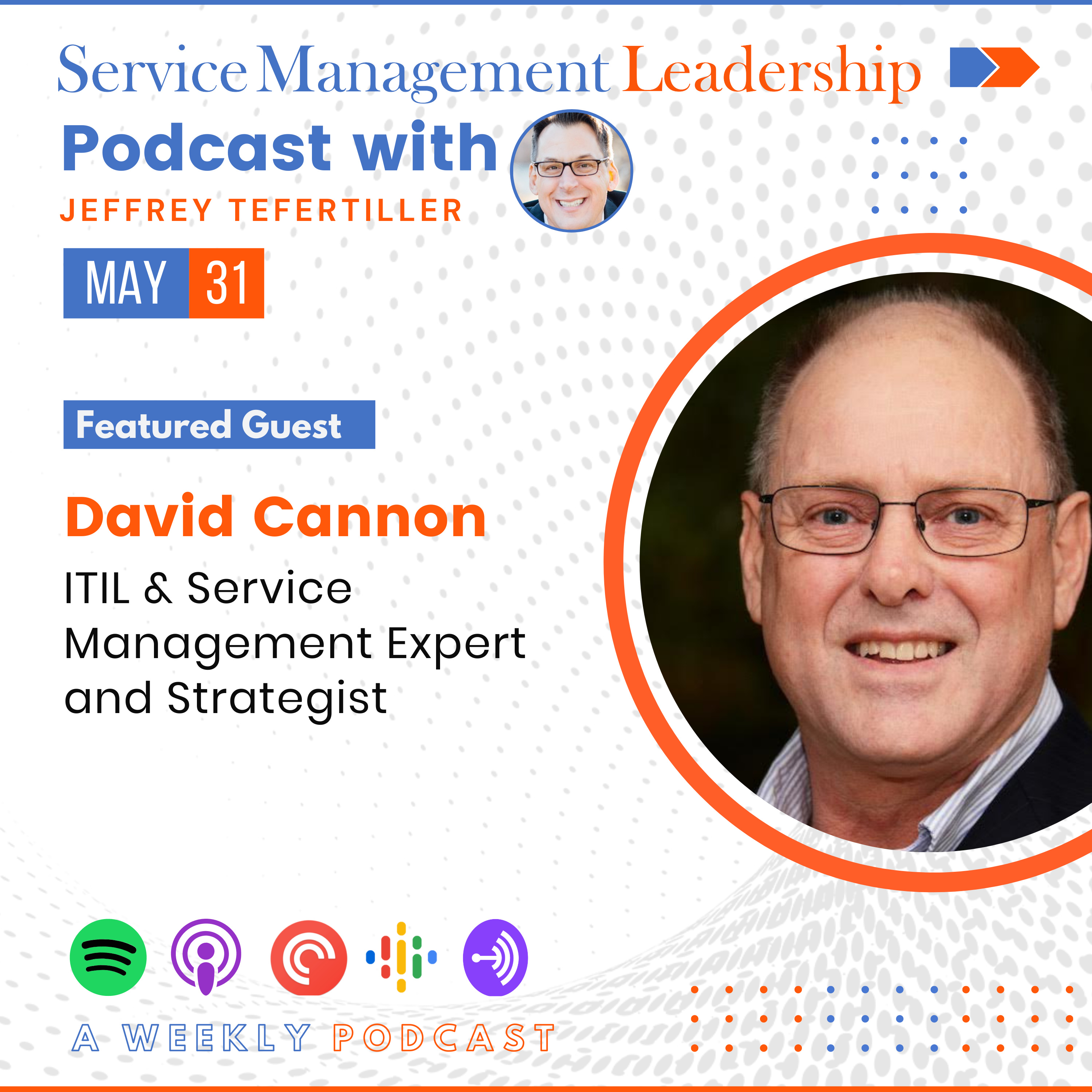 David Cannon joins Jeffrey Tefertiller as the next guest on the Service Management Leadership Podcast episode artwork
