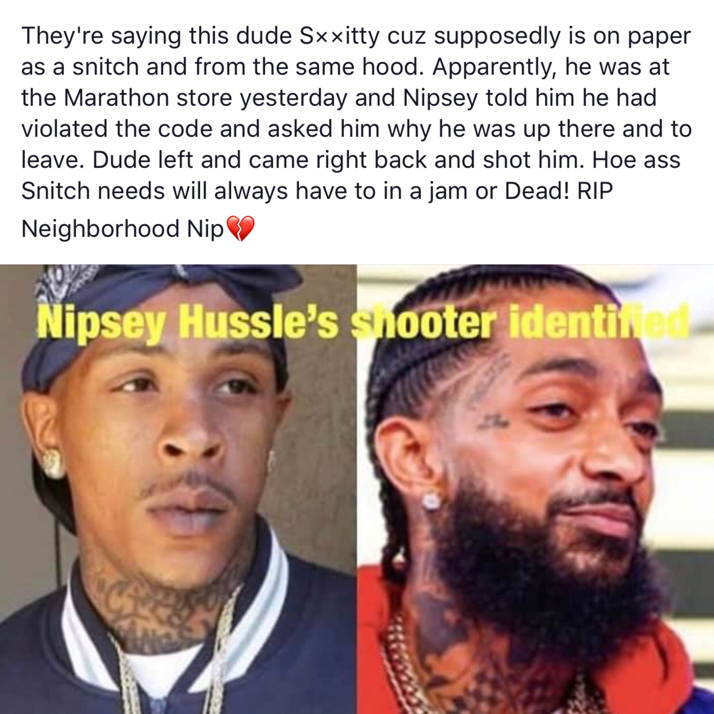 RIP First 2pac now NIPSEY -Murdered No love in these streets RIP episode artwork
