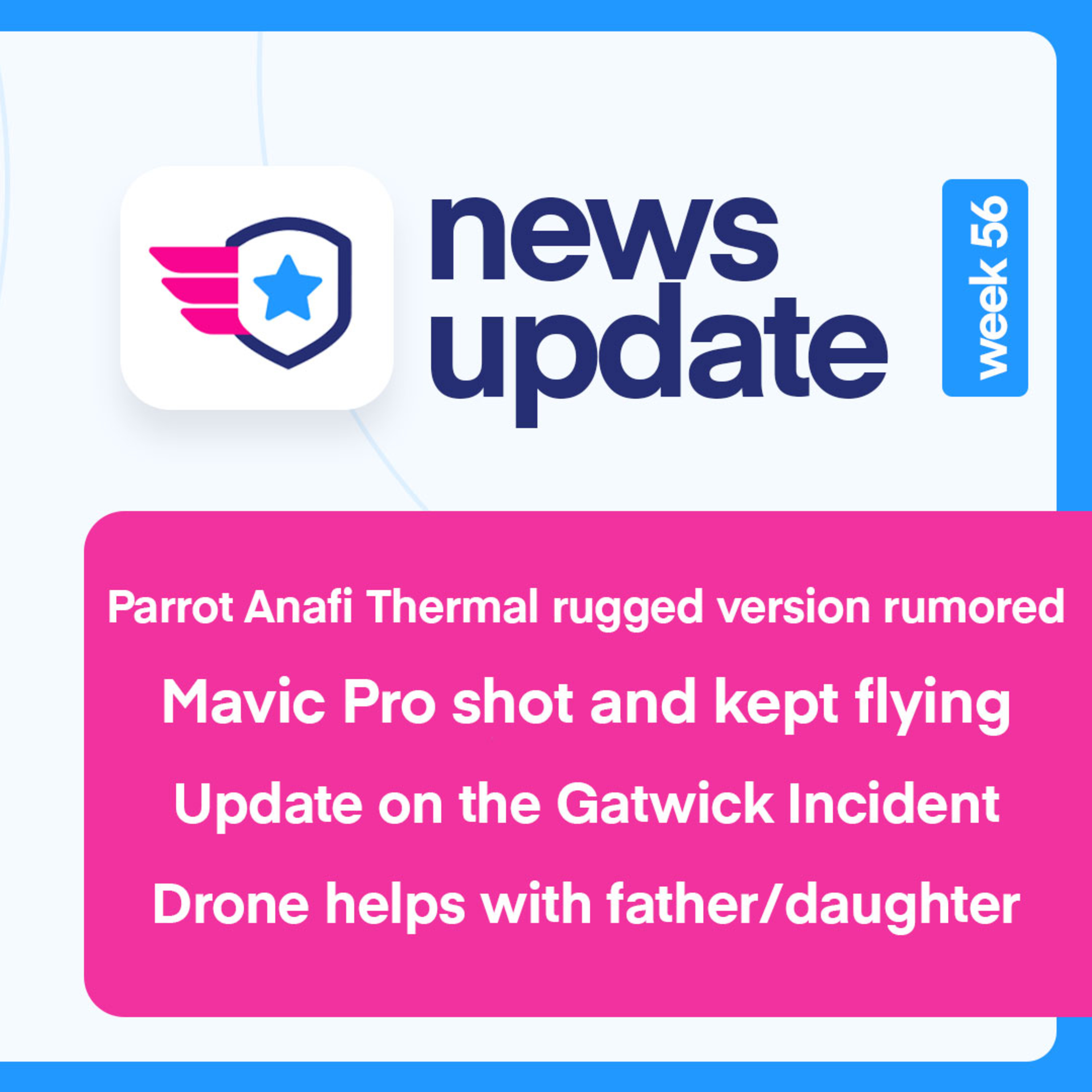 Drone News #56: new Anafi Thermal. Mavic Pro vs Rifle. Gatwick incident update. Drones for Good story