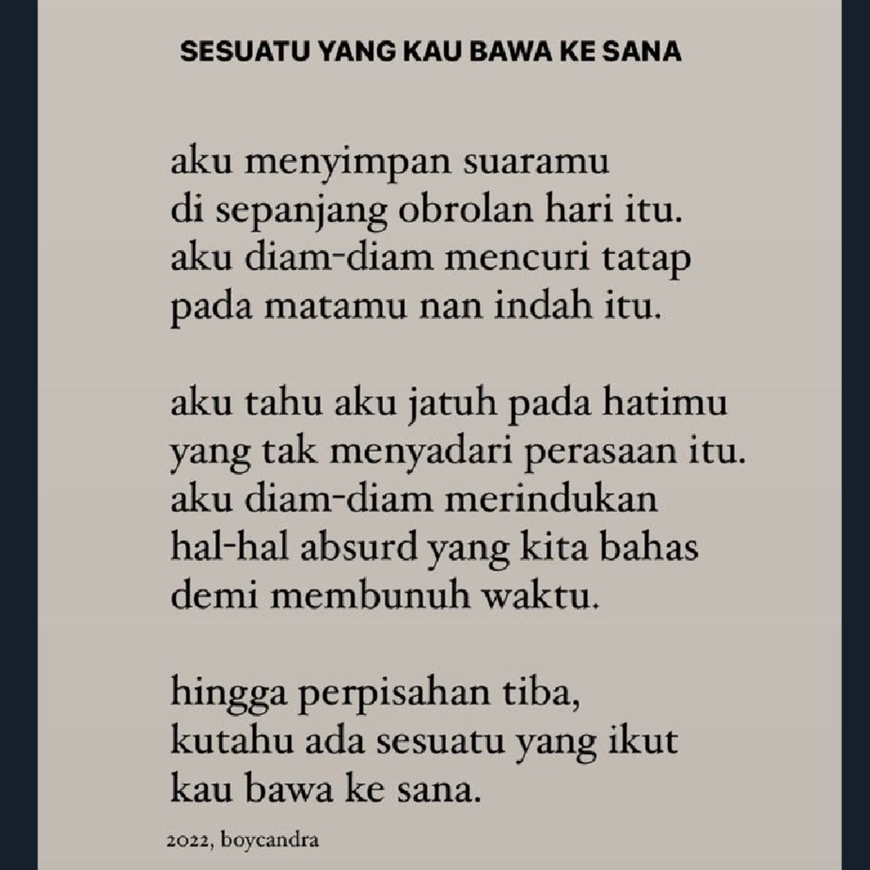 sesuatu yg kau bawa kesana