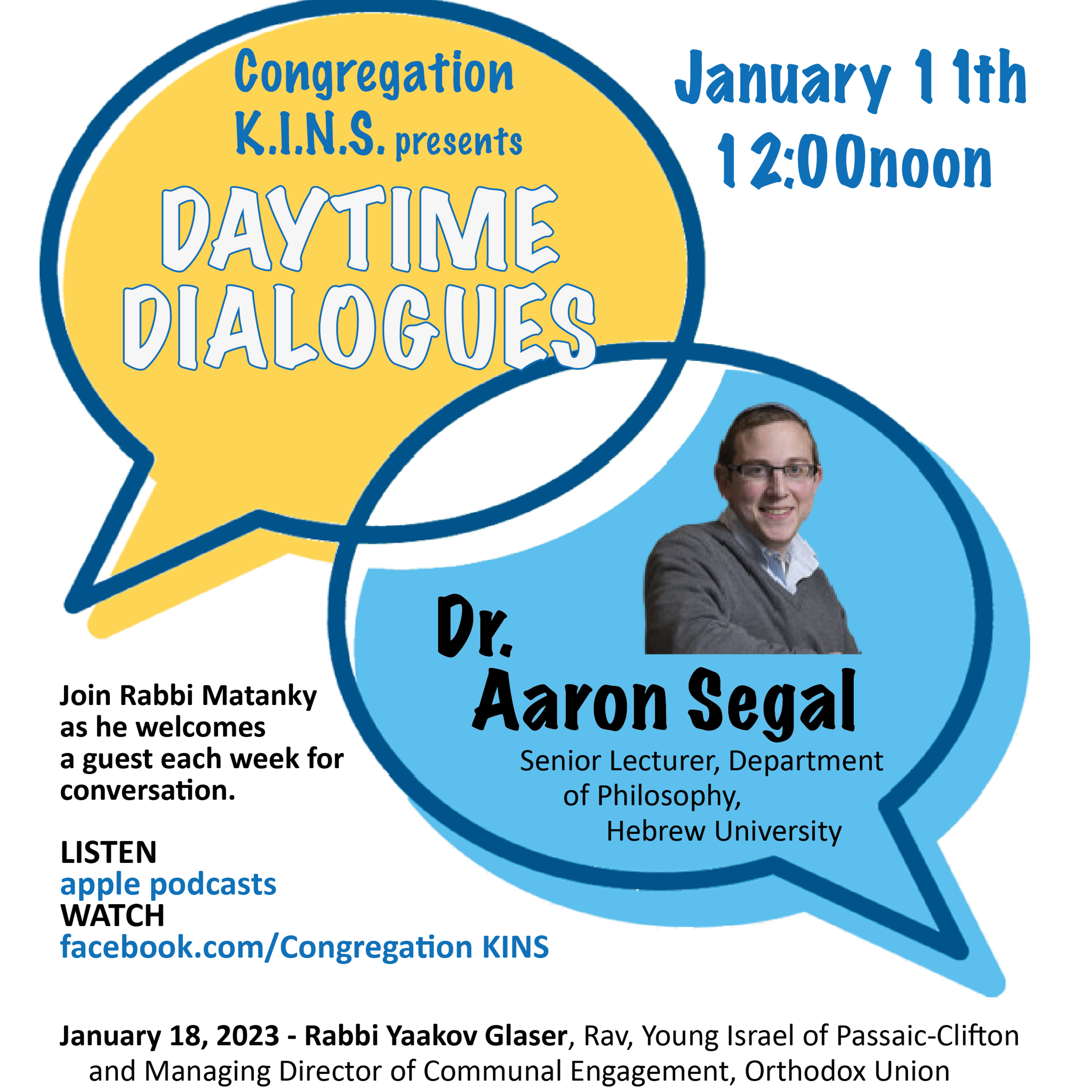 Congregation KINS presents Daytime Dialogues