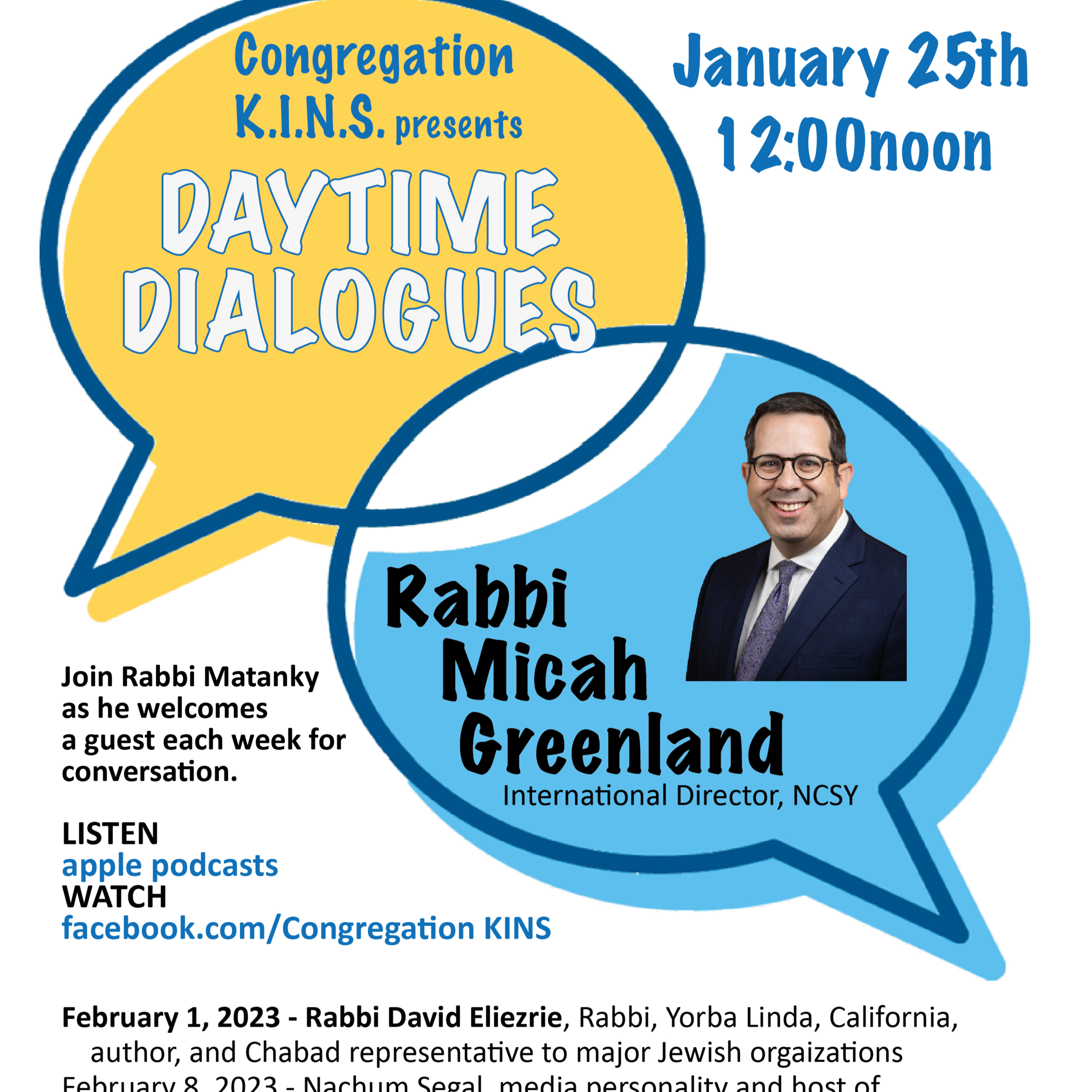 Congregation KINS presents Daytime Dialogues
