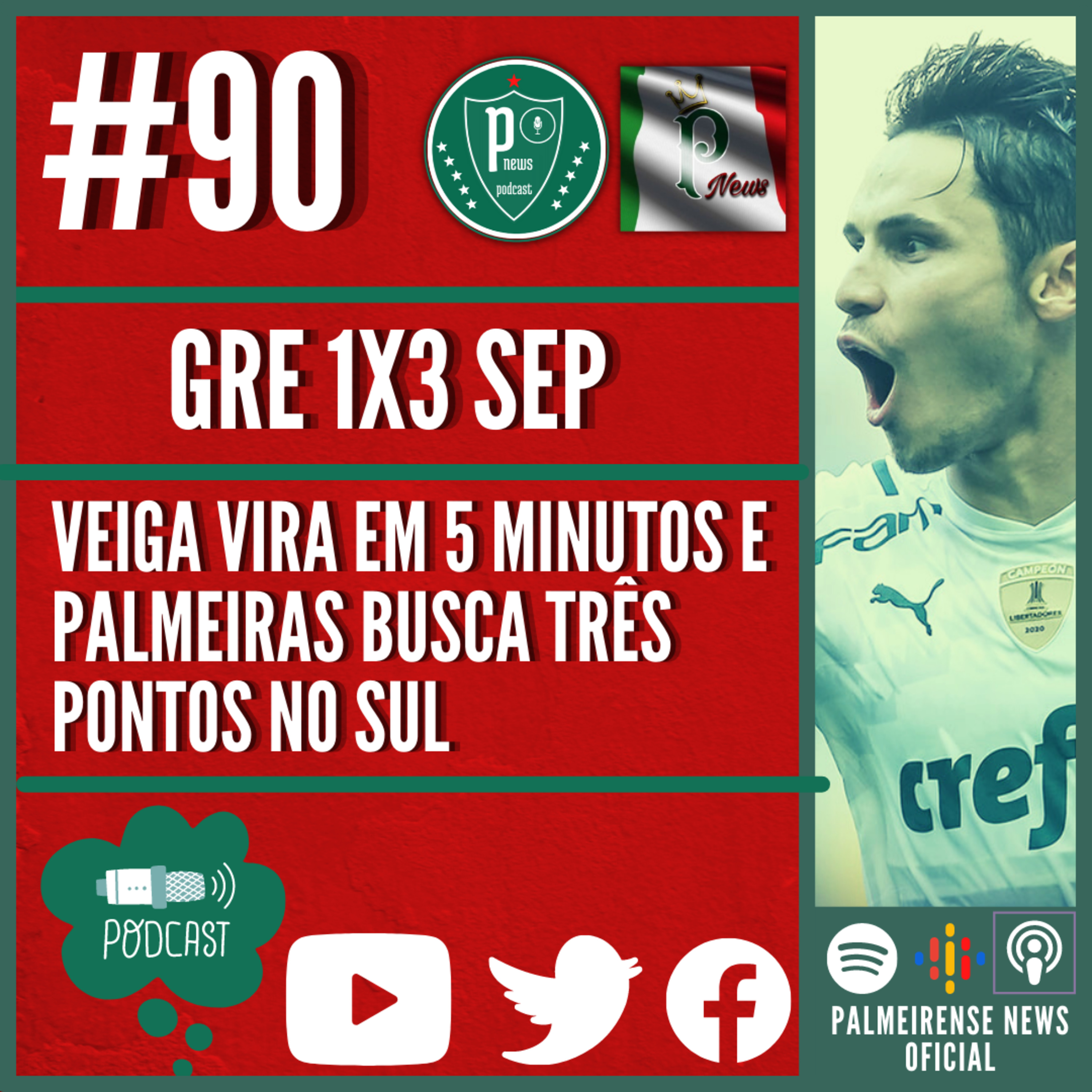 #90 - GRÊMIO 1X3 PALMEIRAS - VEIGA VIRA EM 5 MINUTOS E PALMEIRAS BUSCA MAIS TRÊS PONTOS NO SUL