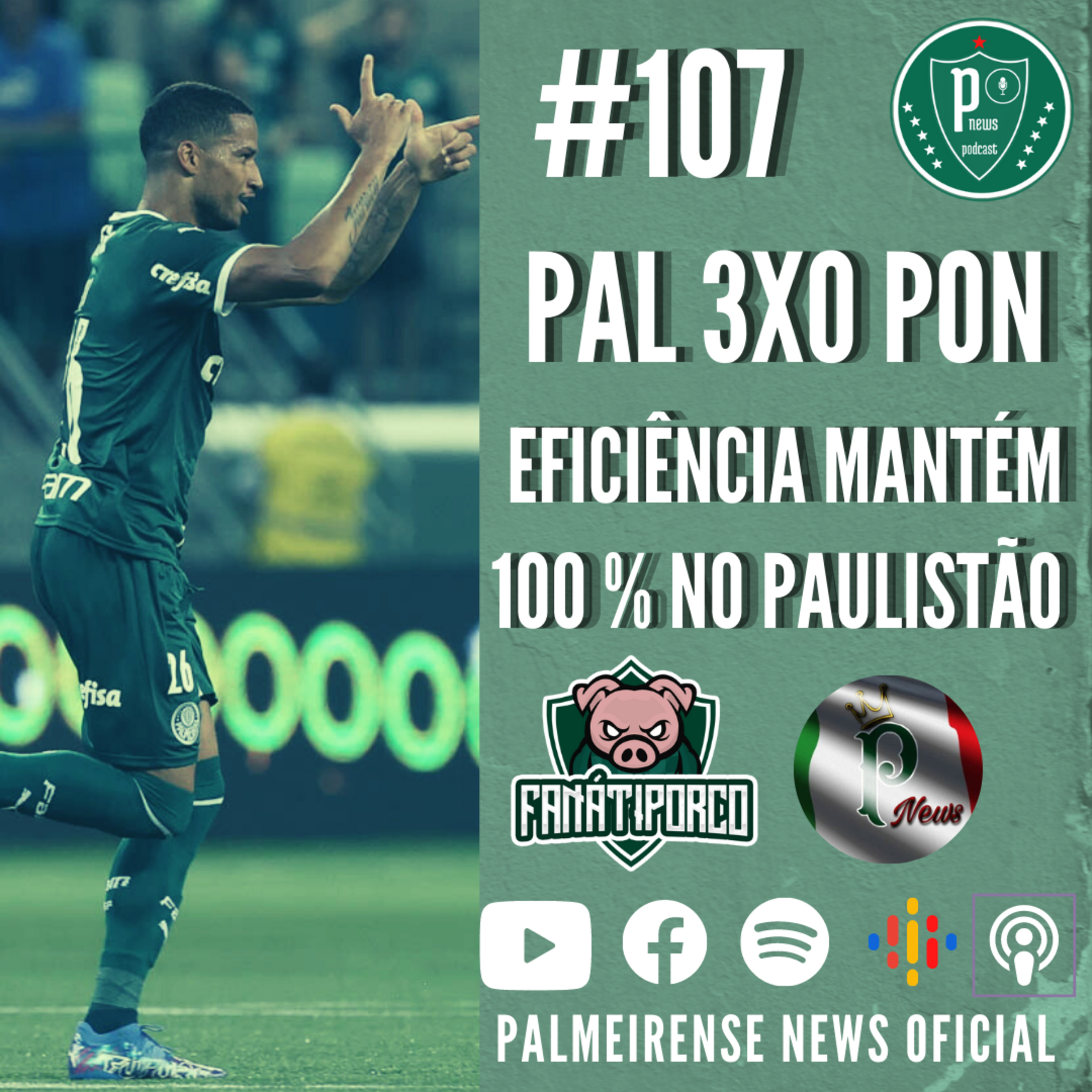 #107 - PALMEIRAS 3X0 PONTE PRETA - EFICIÊNCIA E 100% NO PAULISTÃO  episode artwork