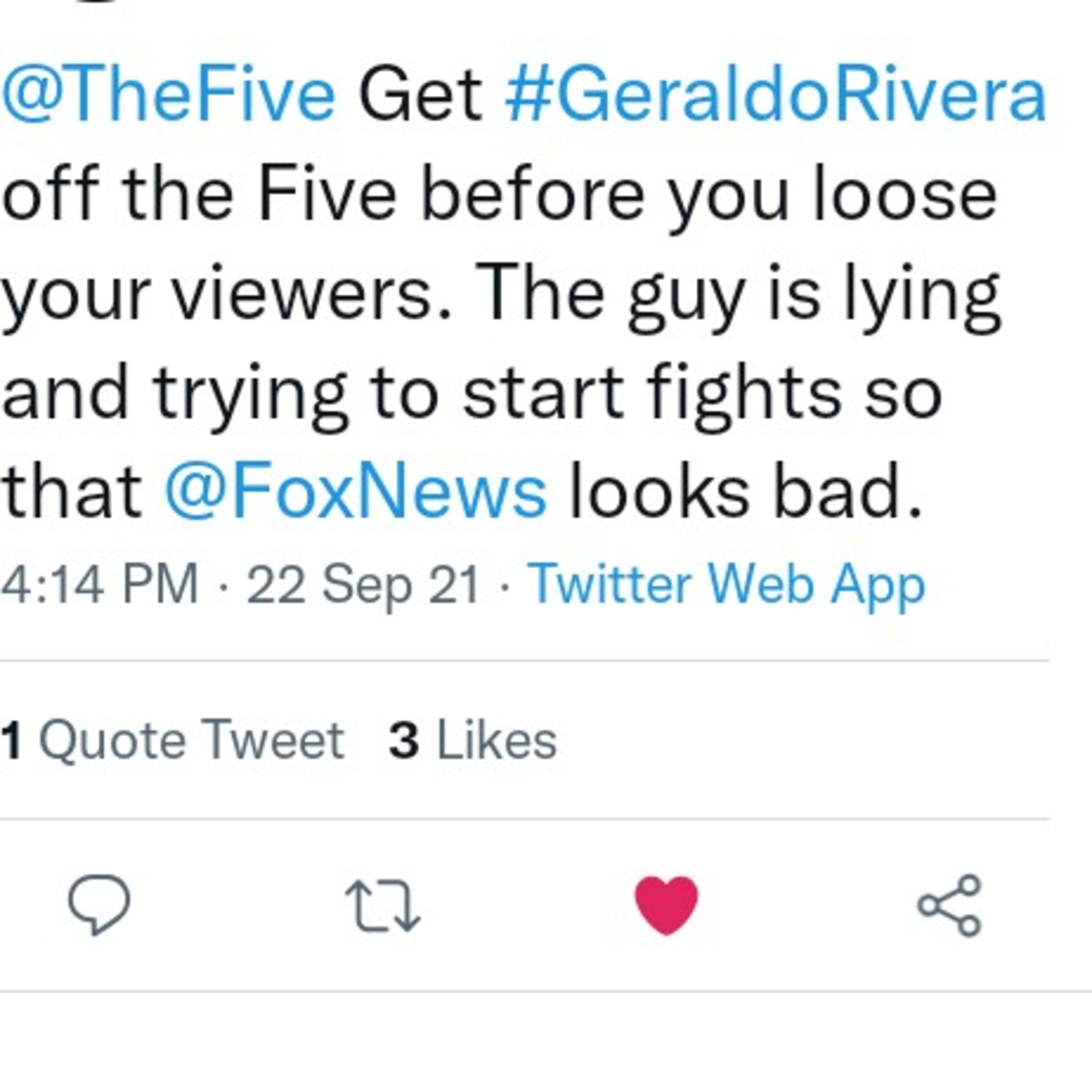 Fox News fans (mostly white) wants Coconut/OJ hater Mejorar La Raza Geraldo Rivera gone. BRAVO episode artwork