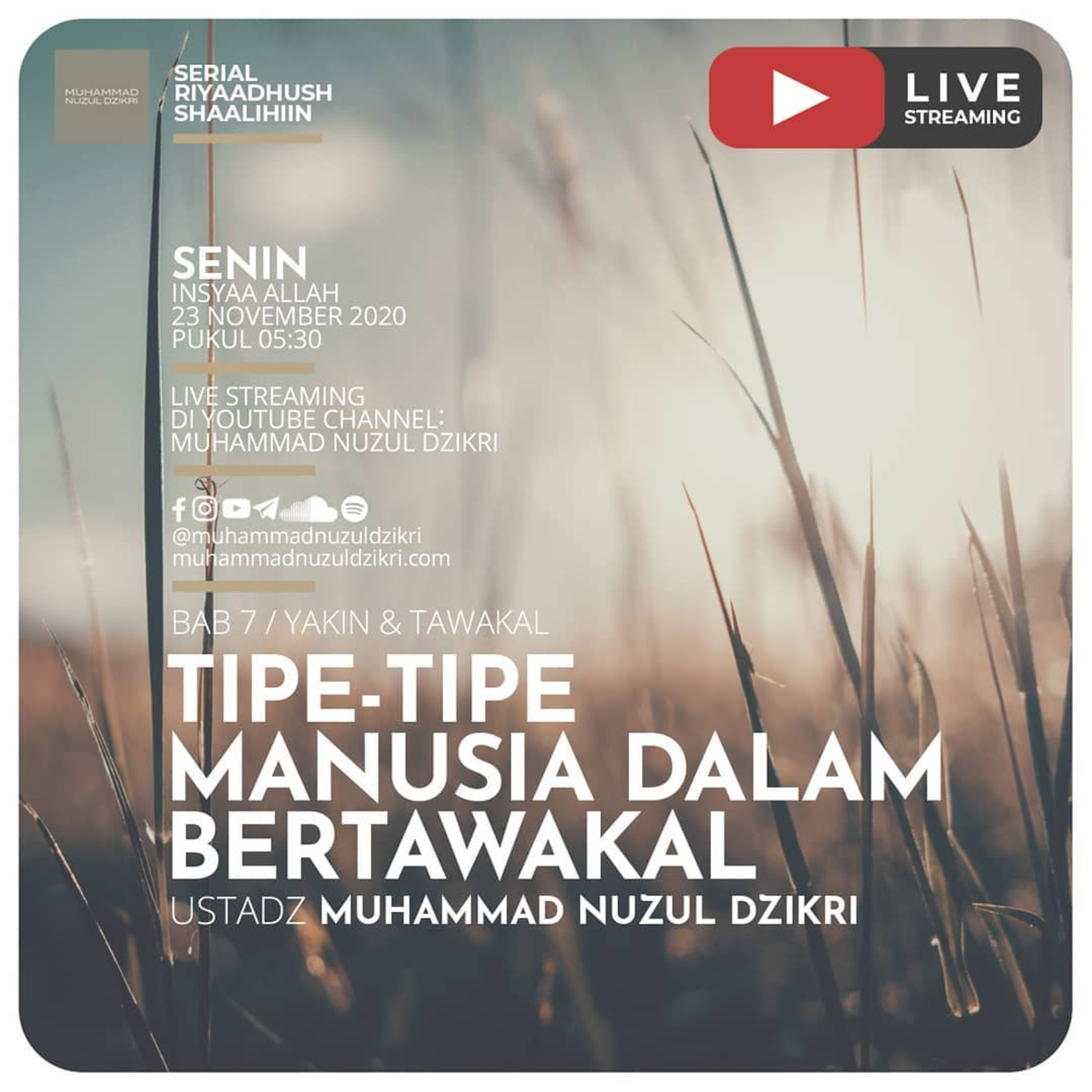 Riyaadhushshaalihiin 220. "TIPE-TIPE MANUSIA DALAM BERTAWAKAL"