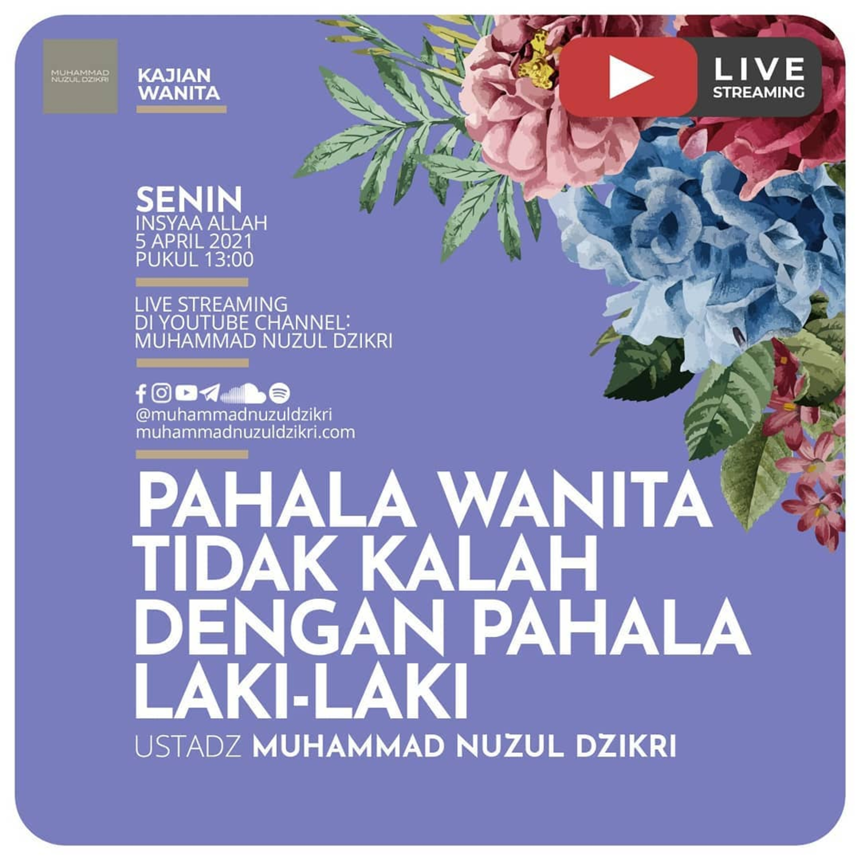 Kajian Wanita 28. "PAHALA WANITA TIDAK KALAH DENGAN PAHALA LAKI-LAKI"