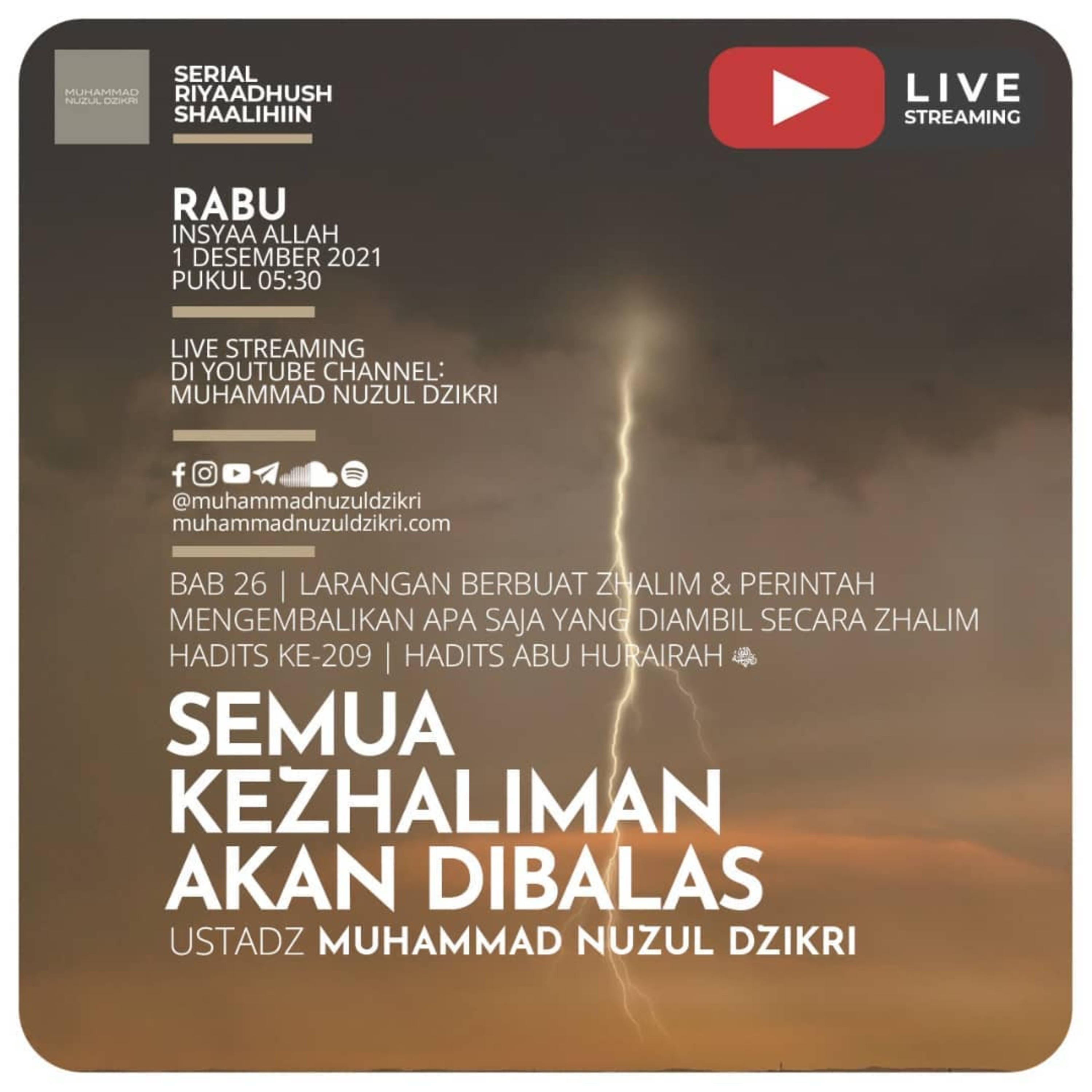 Riyaadhush Shaalihiin 569. "SEMUA KEZHALIMAN AKAN DIBALAS"