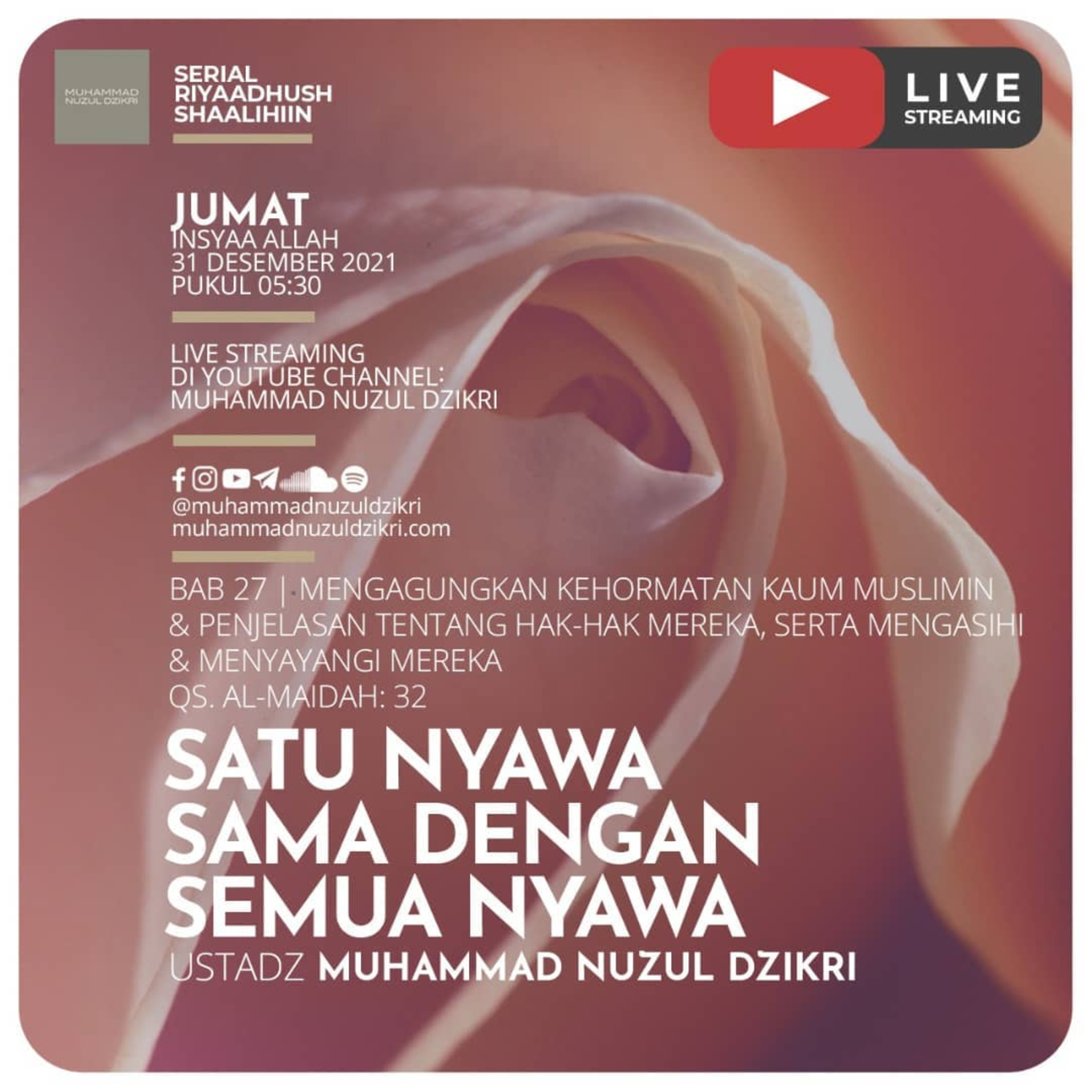 Riyaadhush Shaalihiin 599. "SATU NYAWA SAMA DENGAN SEMUA NYAWA"