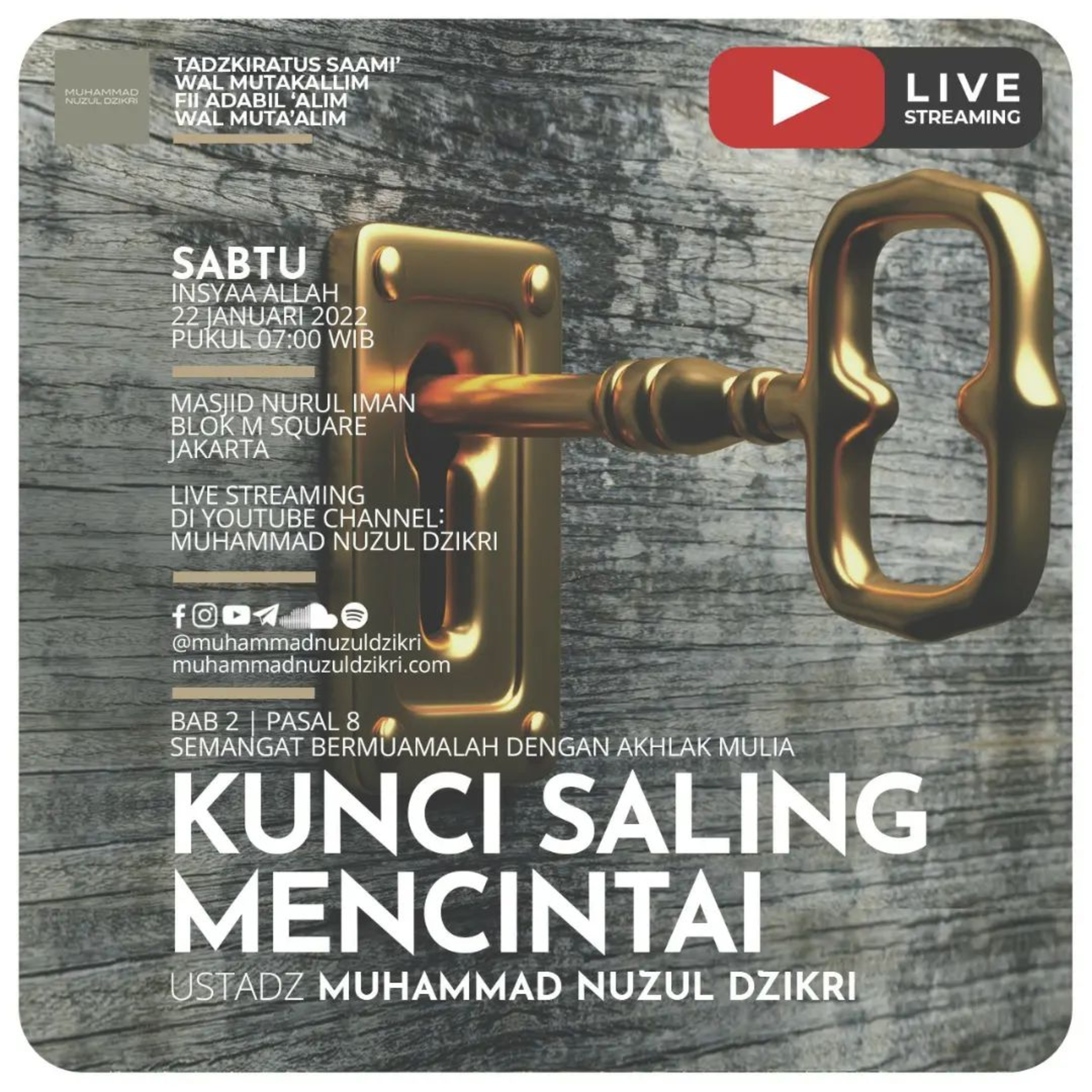 97. "KUNCI SALING MENCINTAI" | Tadzkiratus Saami wal mutakallim Fii Adabil’Alim Wal Muta’alim