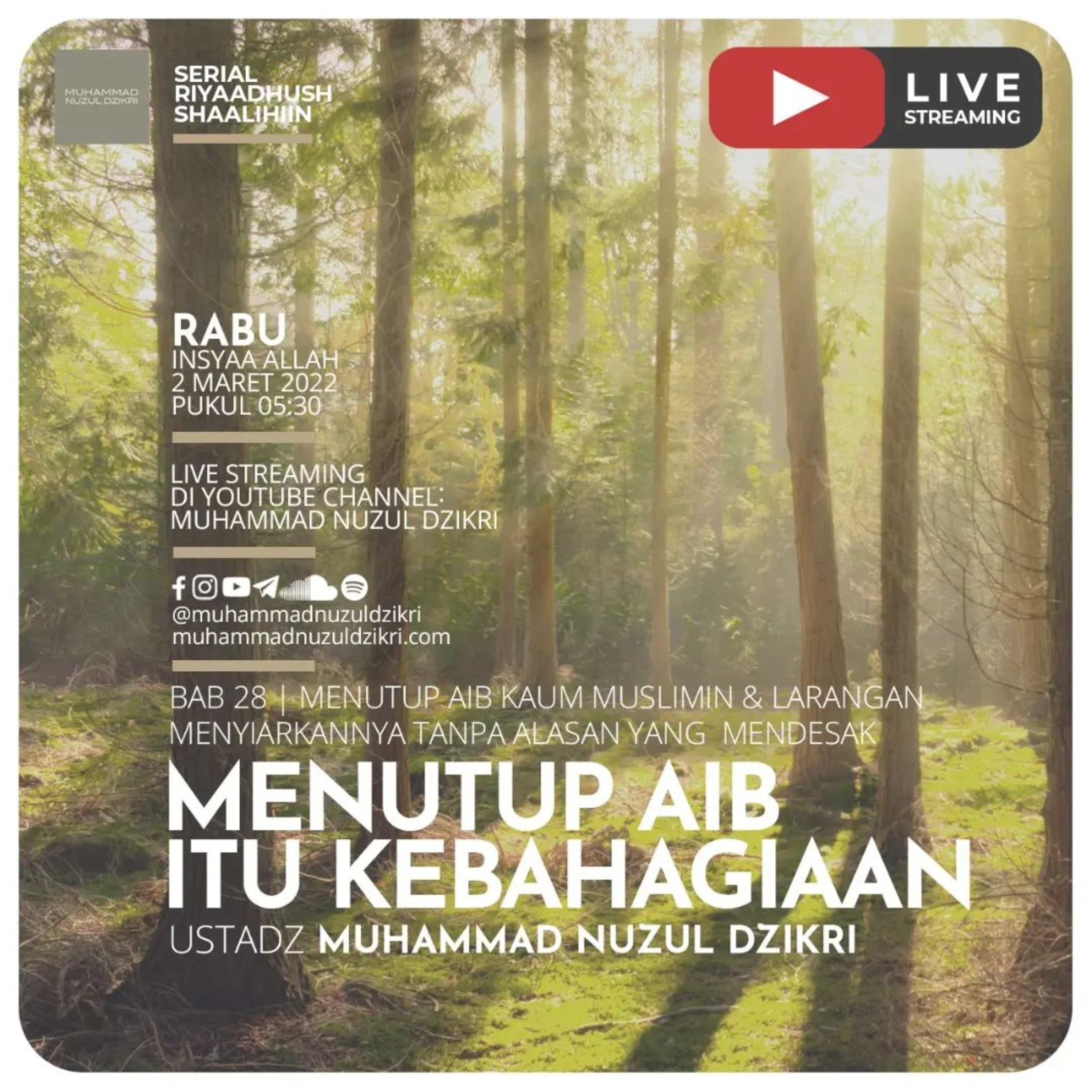 Riyaadhush Shaalihiin 661. "MENUTUP AIB ITU KEBAHAGIAAN"