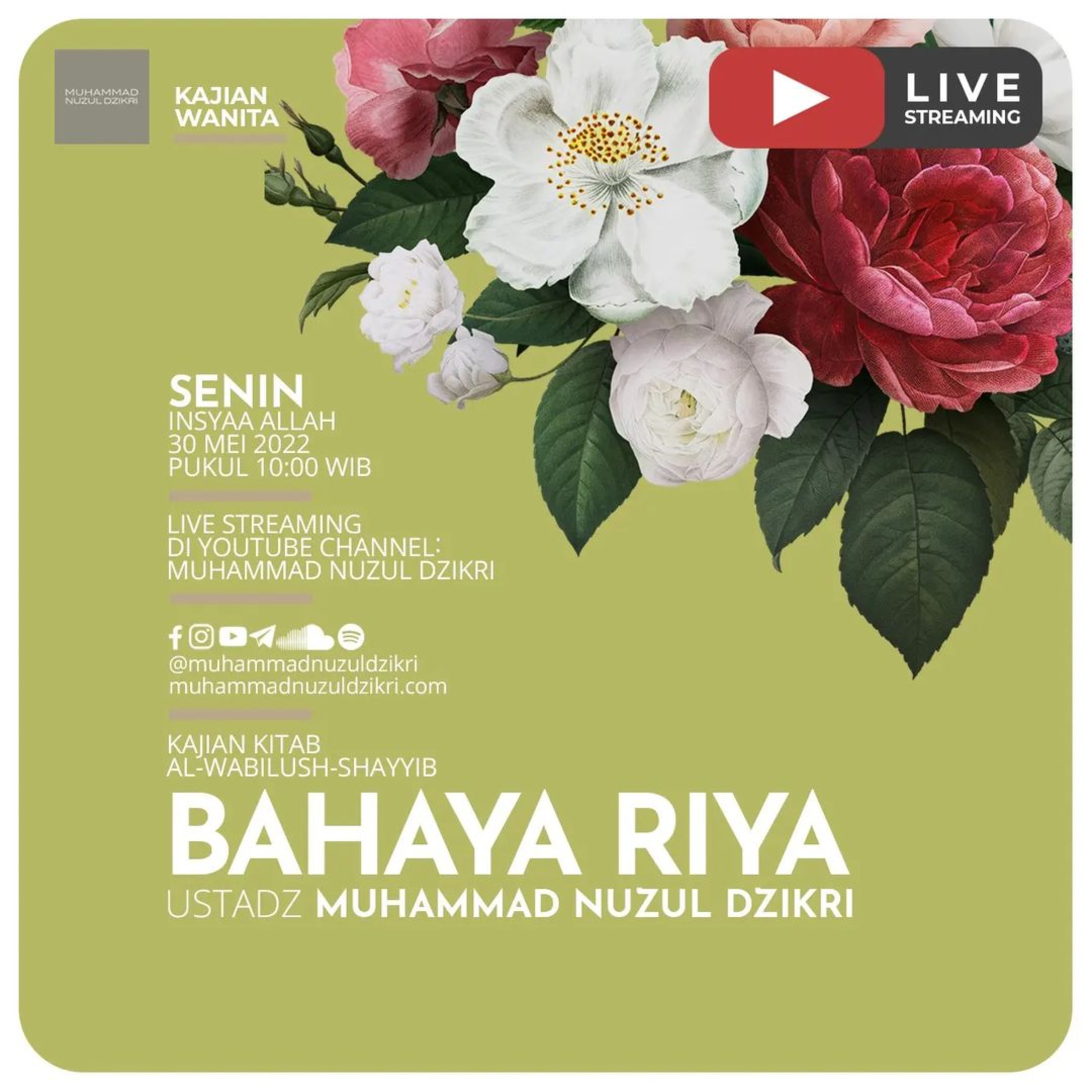 Kajian Wanita 85. "BAHAYA RIYA" | Kitab Al-Wabilush Shayyib