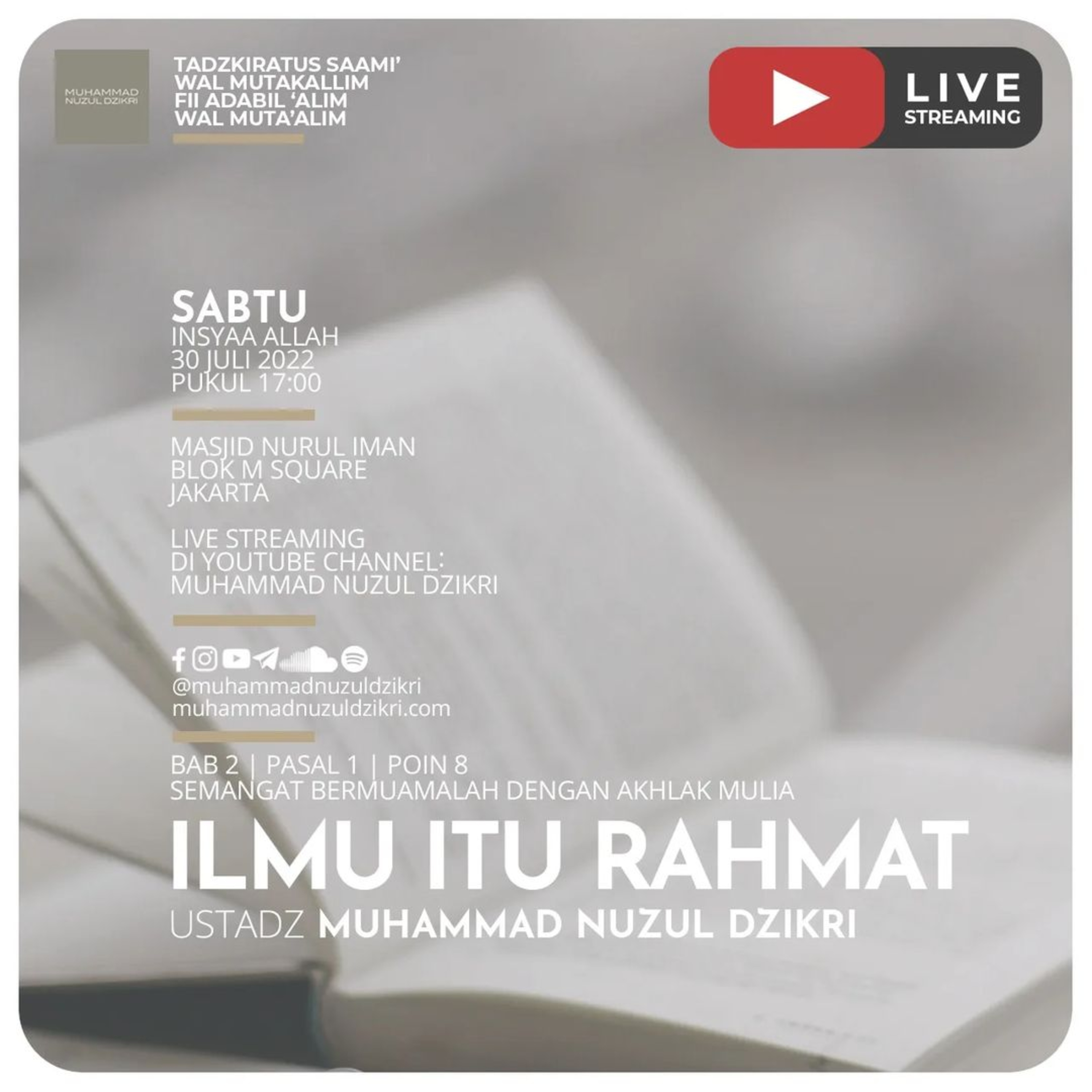 111. "ILMU ITU RAHMAT" | Tadzkiratus Saami' Wal Mutakallim Fii Adabil ’Alim Wal Muta’alim