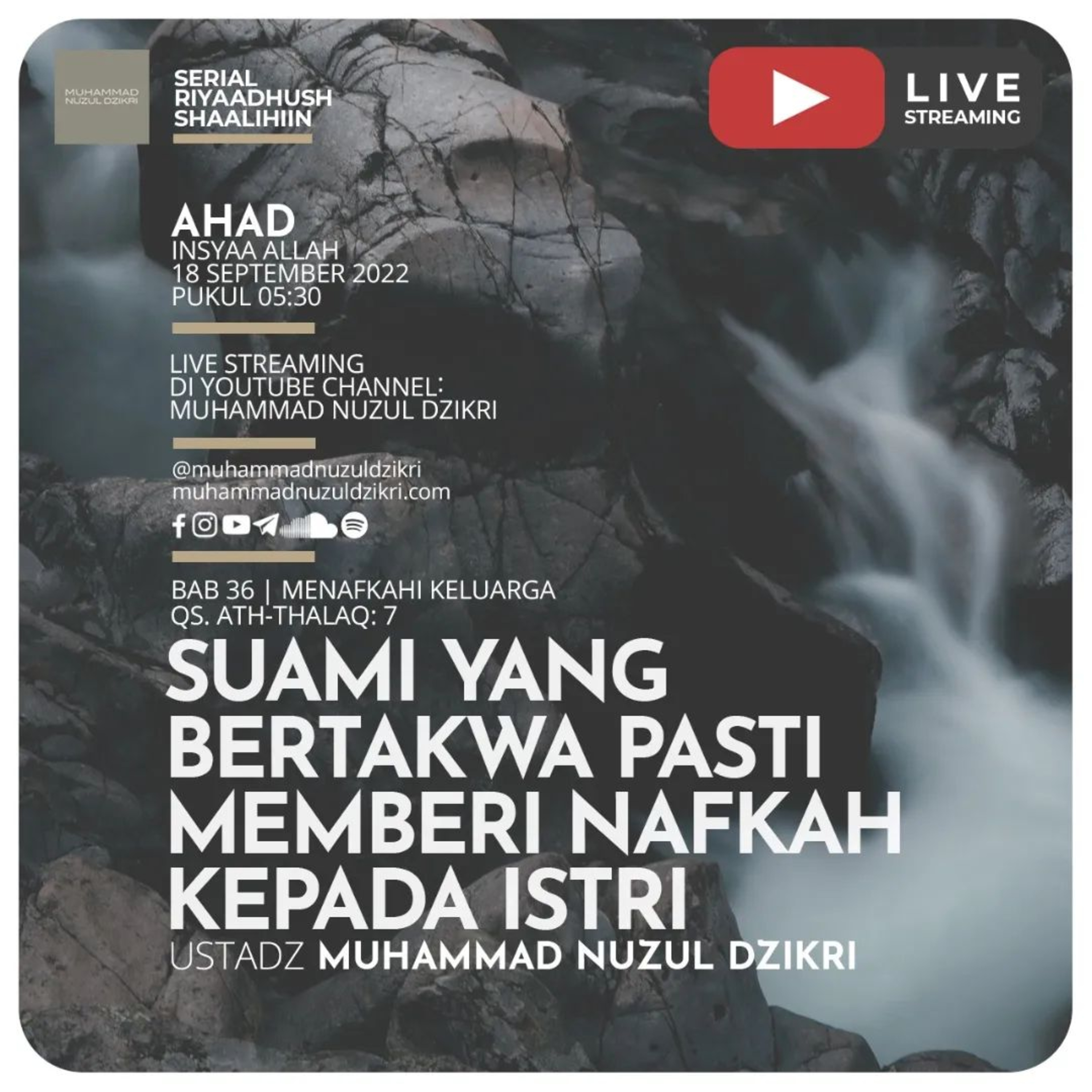 Riyaadush Shaalihiin 834. "SUAMI YANG BERTAKWA PASTI MEMBERI NAFKAH KEPADA ISTRI"