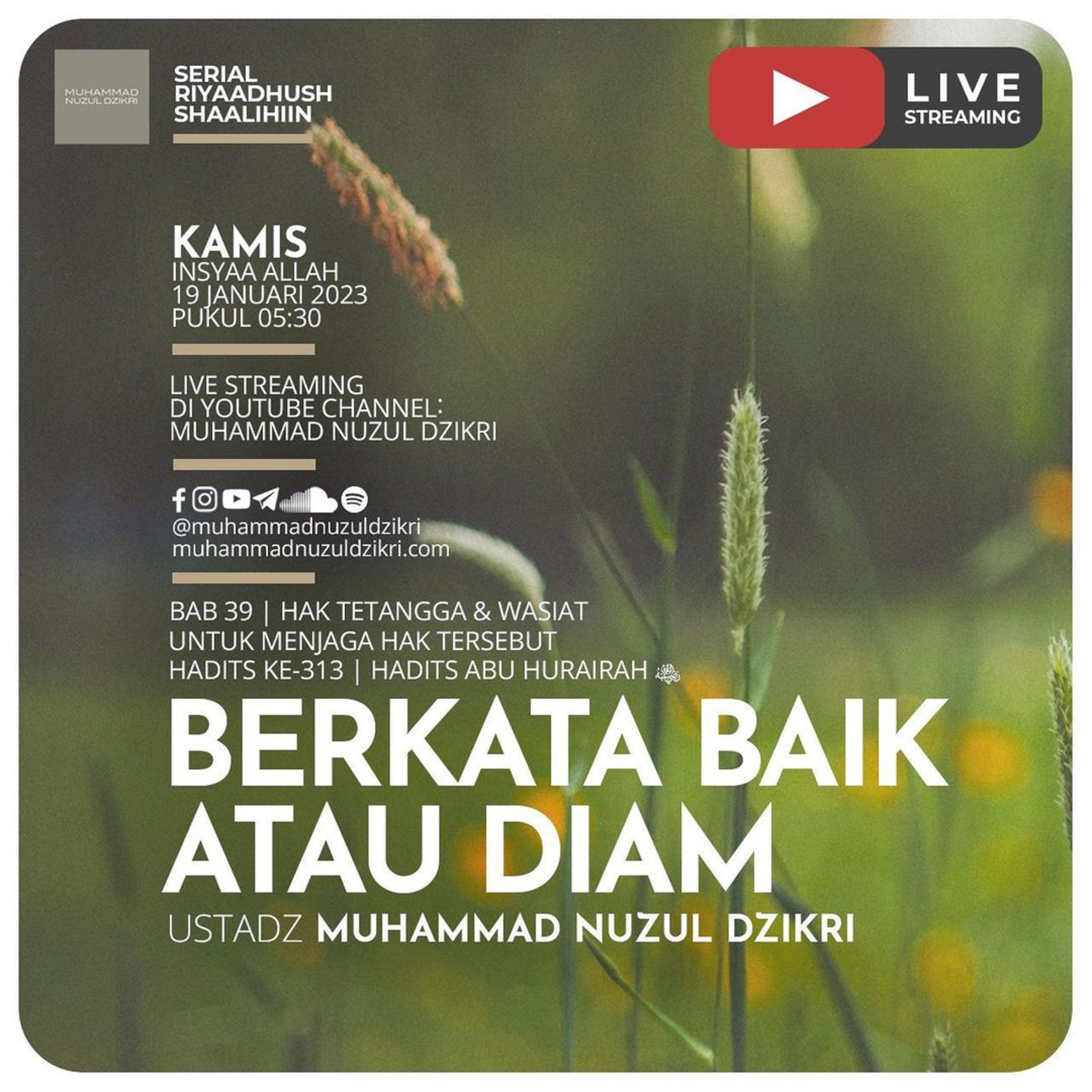 Riyaadush Shaallihin 956. "BERKATA BAIK ATAU DIAM"