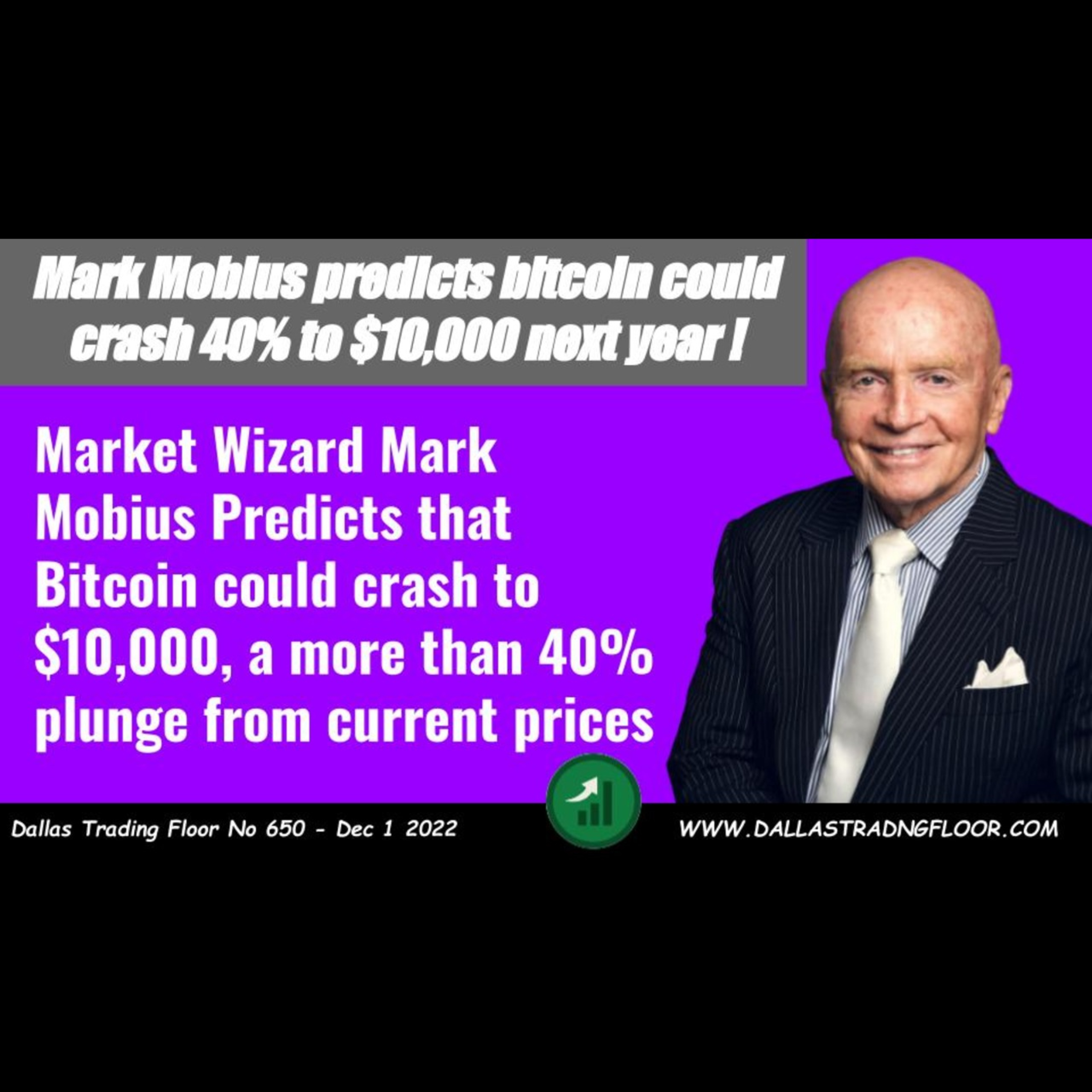 Mark Mobius predicts bitcoin could crash 40% to $10,000 next year ! episode artwork