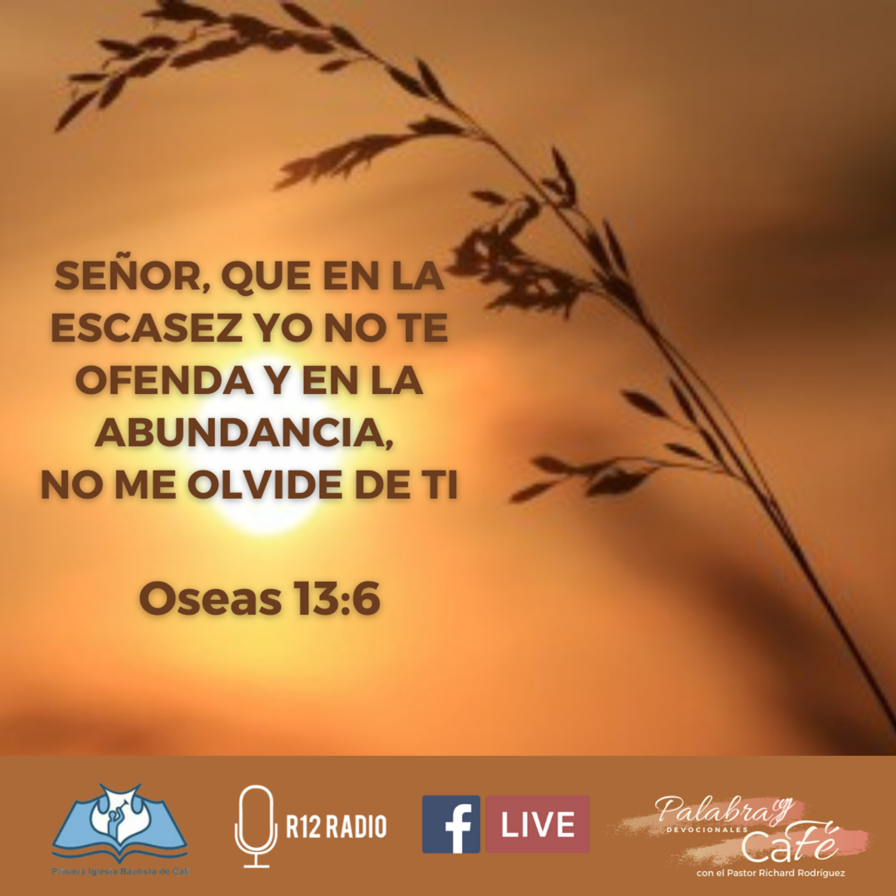 SEÑOR, QUE EN LA ESCASEZ YO NO TE OFENDA Y EN LA ABUNDANCIA, NO ME OLVIDE DE TI. Oseas 13:6. episode artwork