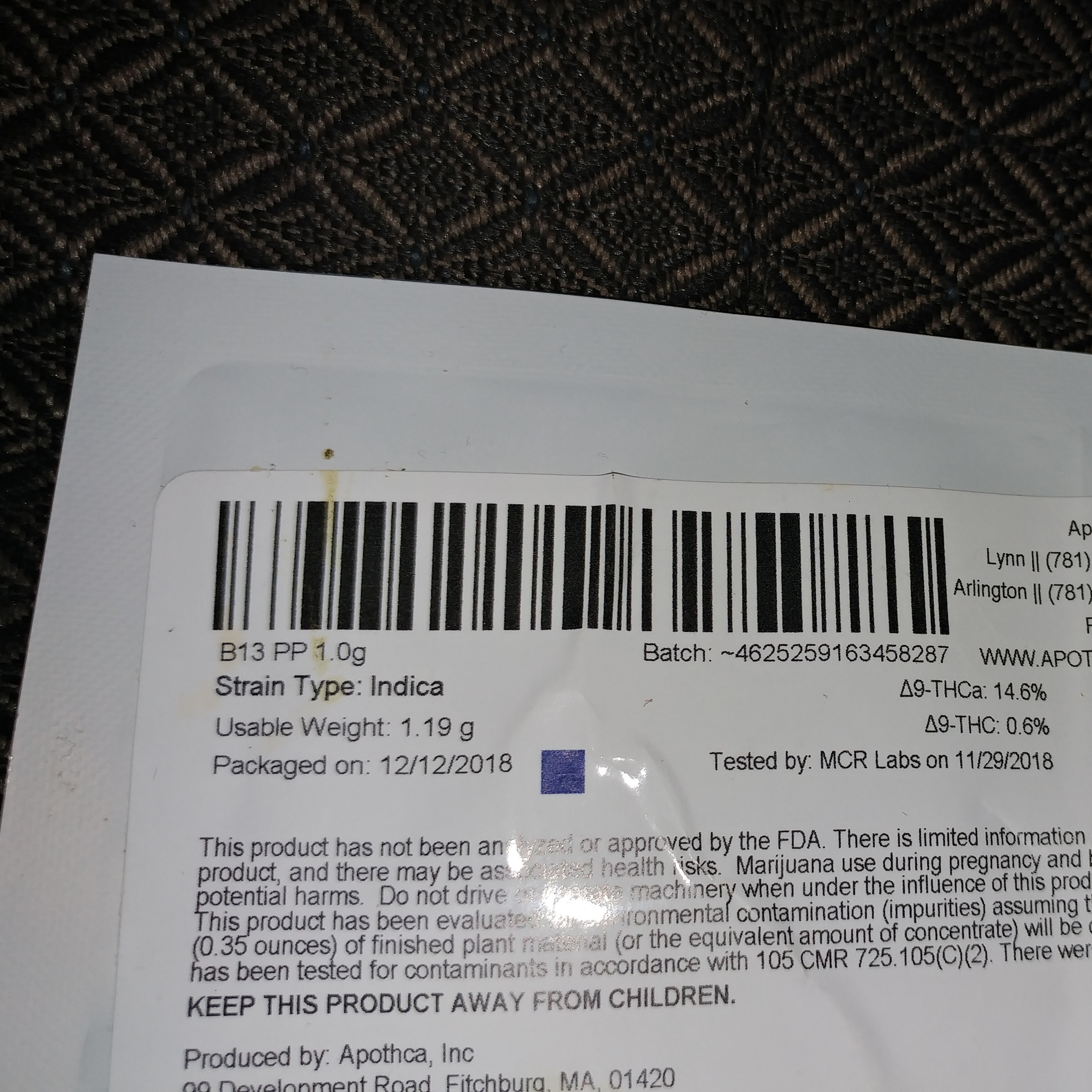 Her Name Was B13 - Mr. Sativa Reviews the Rare and Elusive B13 from Apothca via Arlington MA