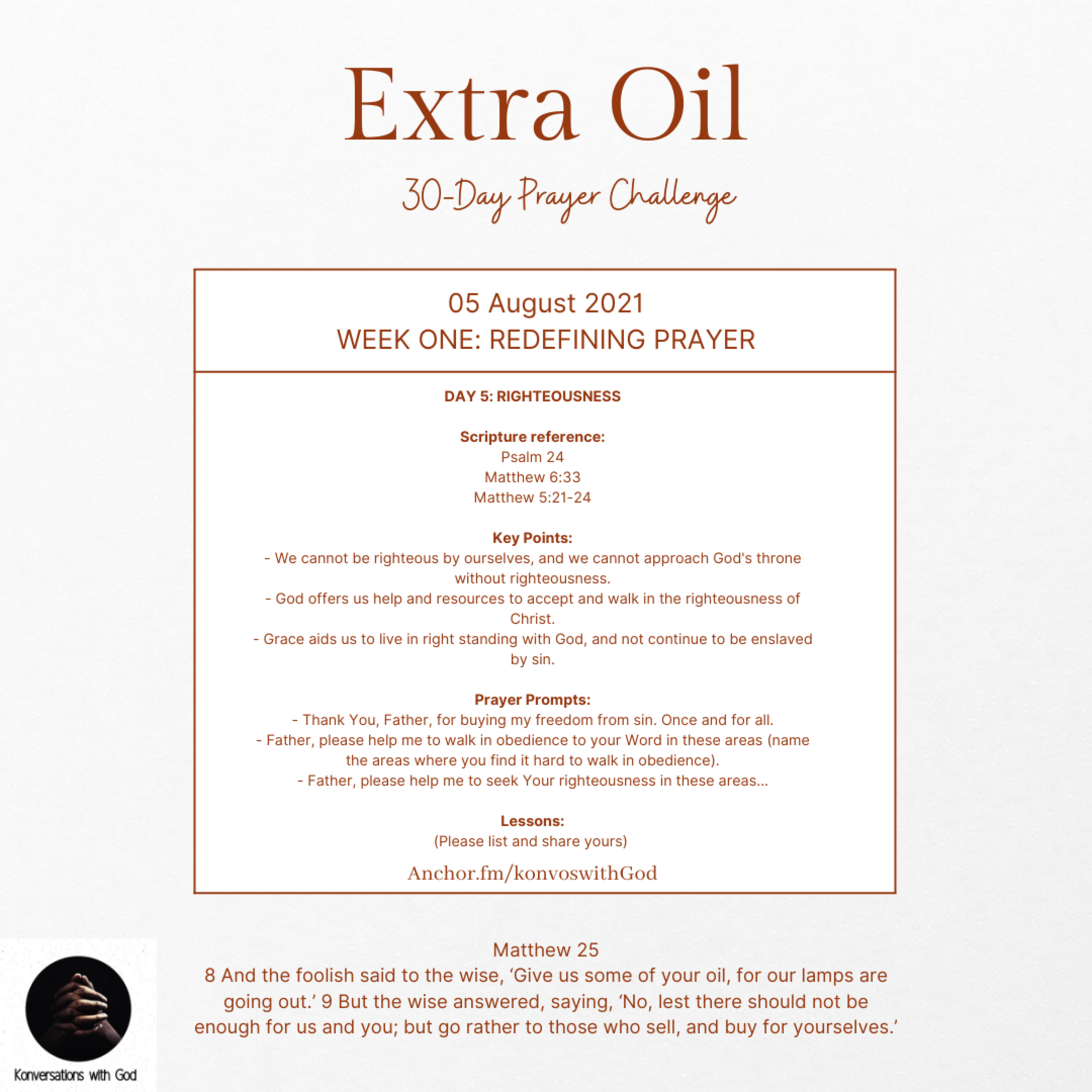 Extra Oil Day 5: Righteousness episode artwork